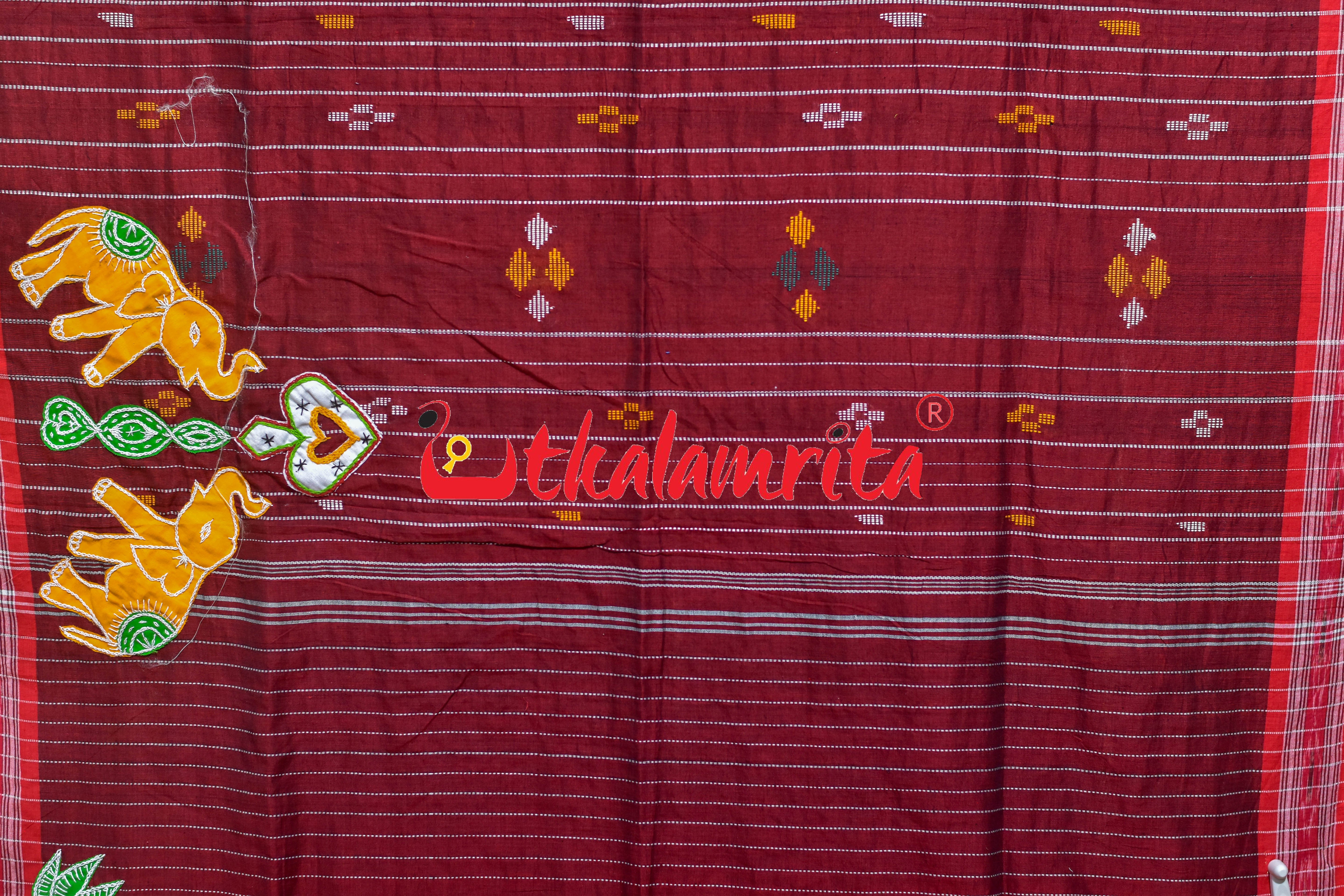 Green Applique Work Designer Cotton Saree