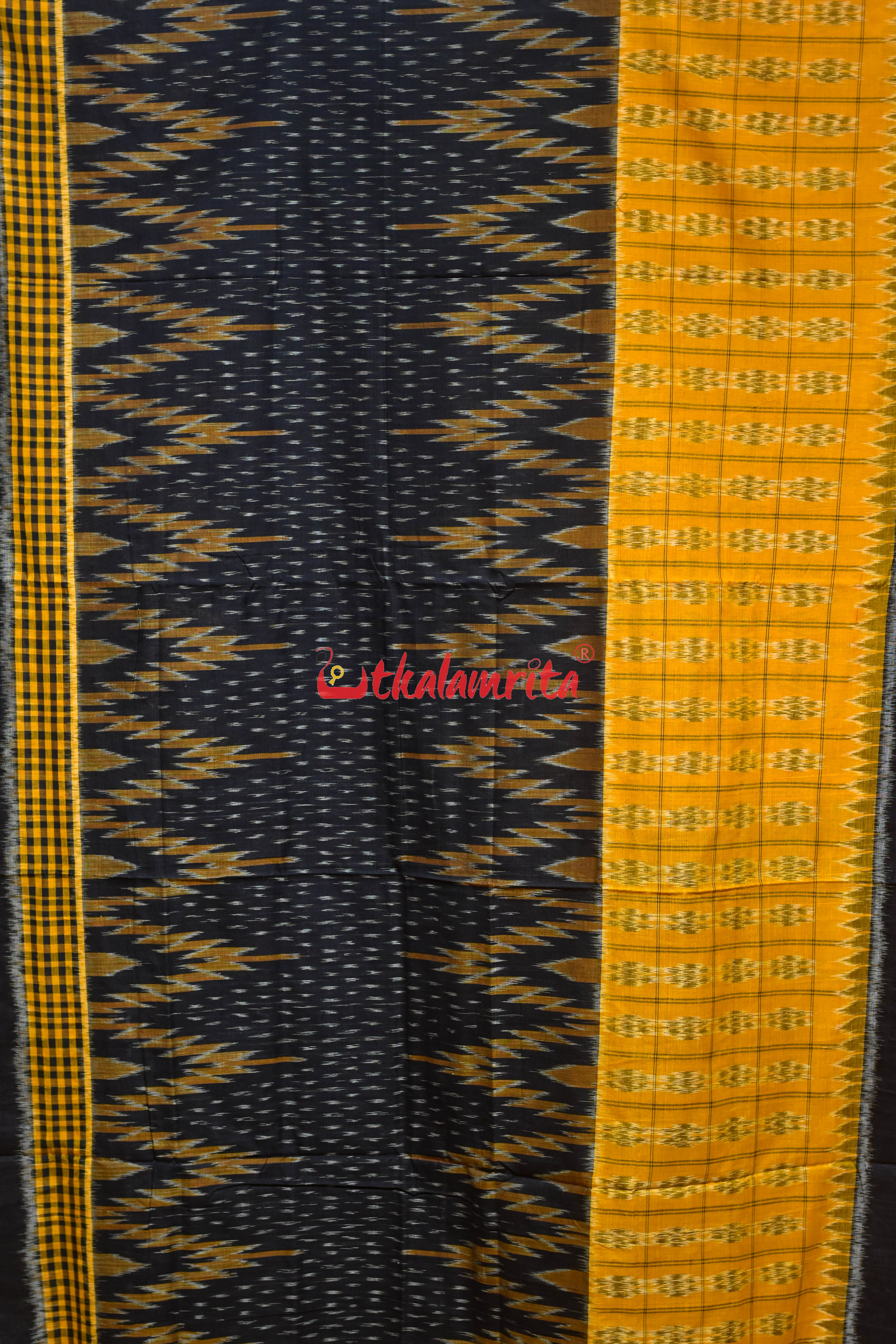 Special kargil Yellow Black Khandua Cotton Saree