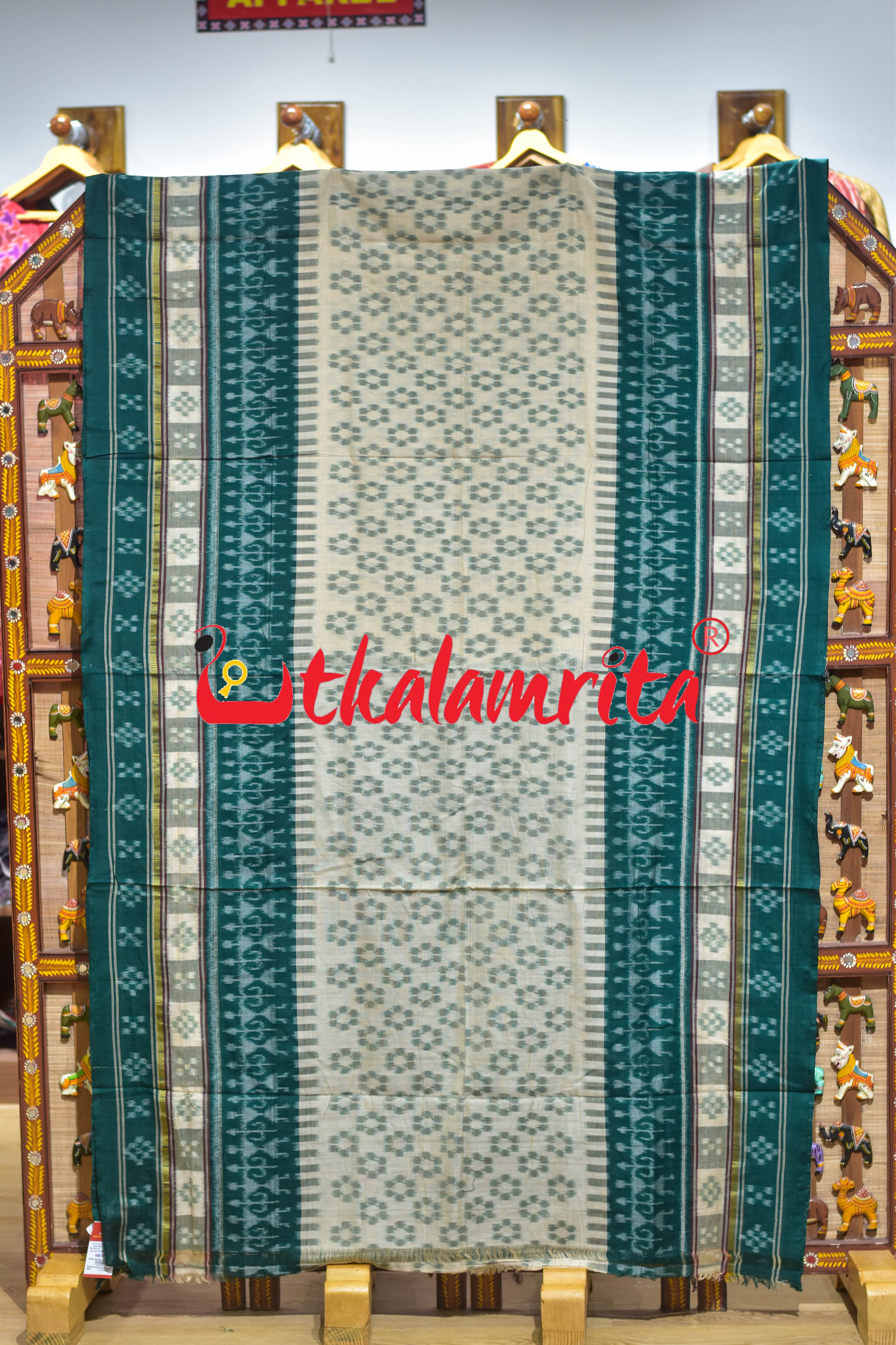 Beige Body Phula Tribal Border Khandua Cotton saree