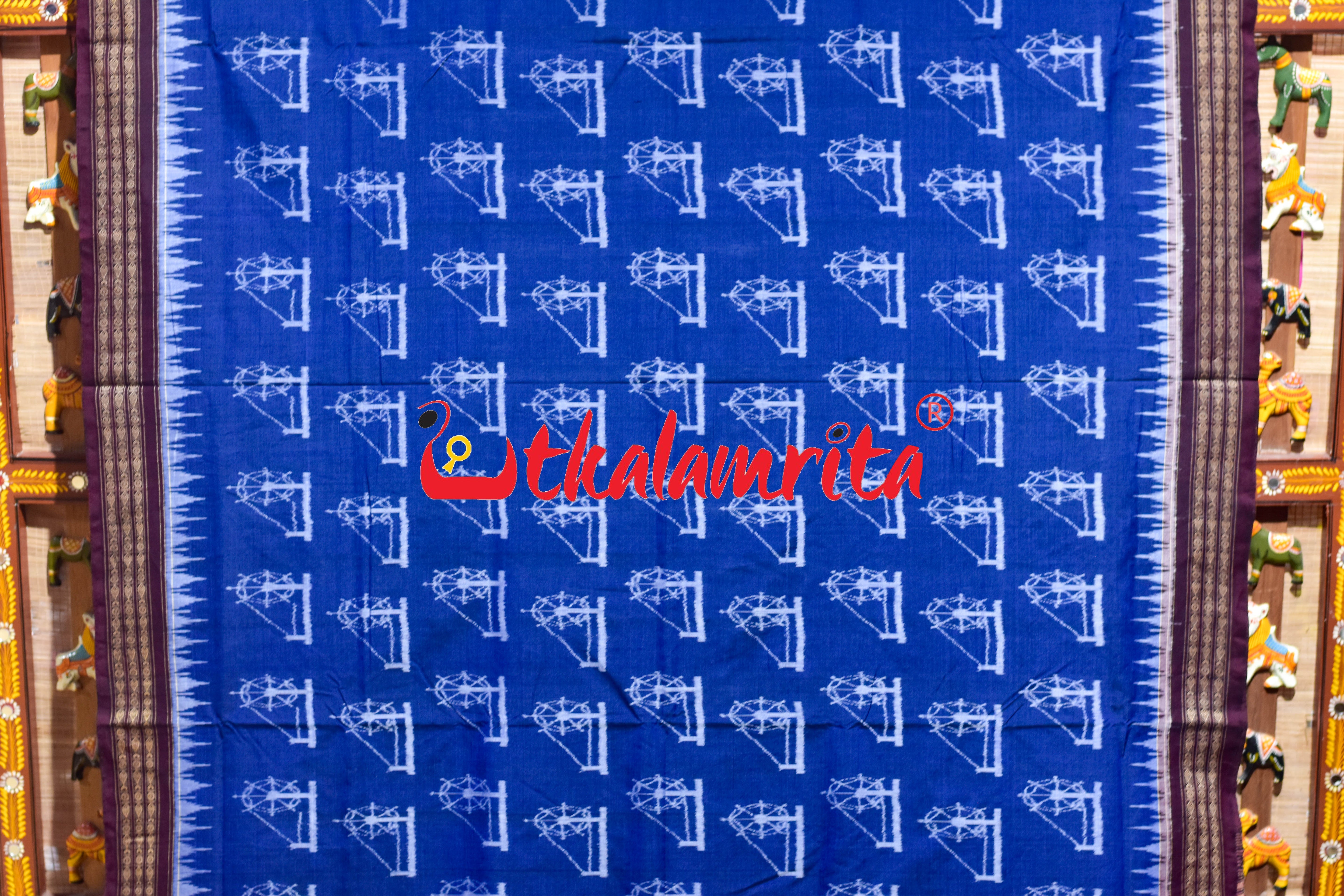 Blue Maroon Arata Sambalpuri Cotton Saree