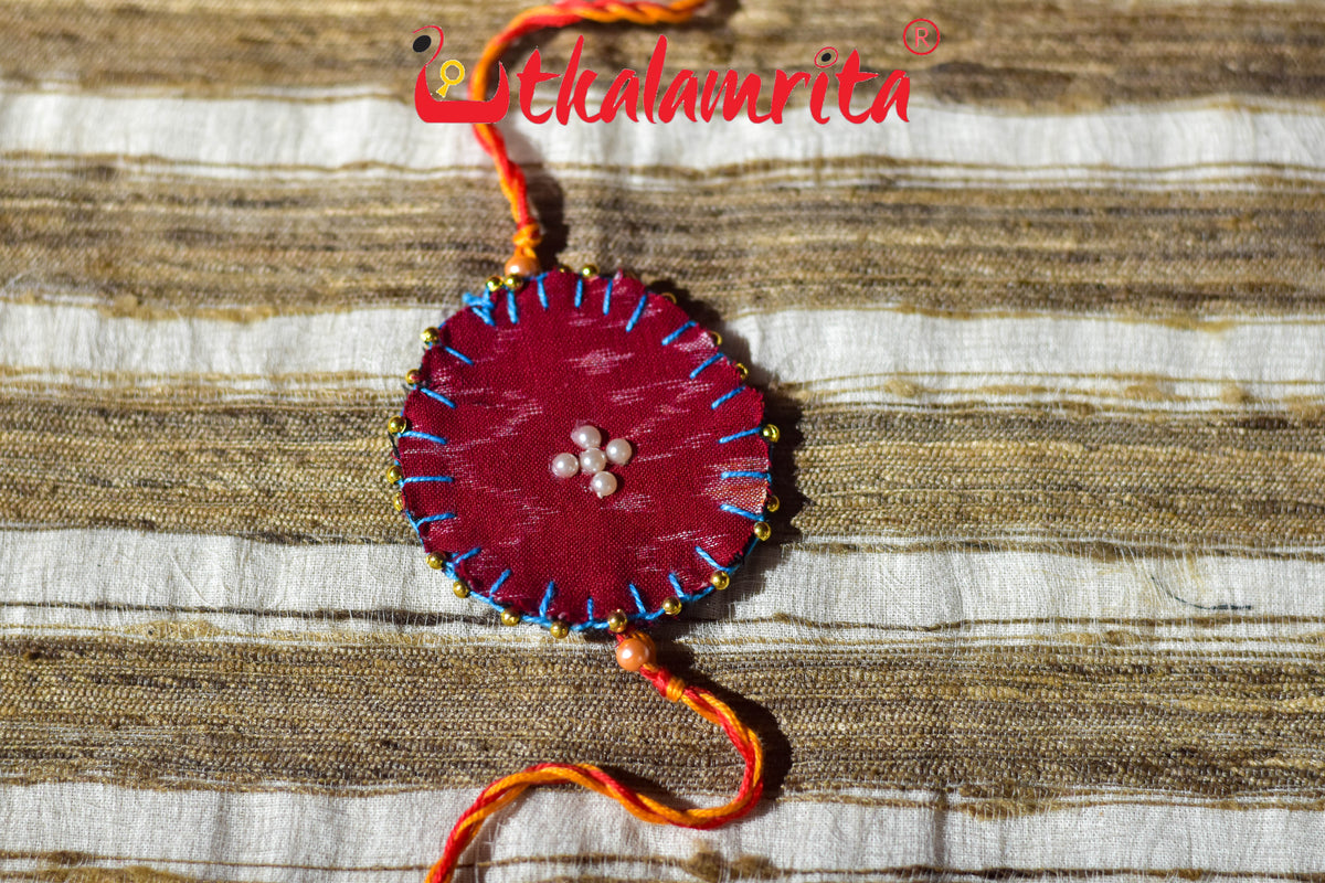 Round S Bandha Red (Ikat Rakhi)