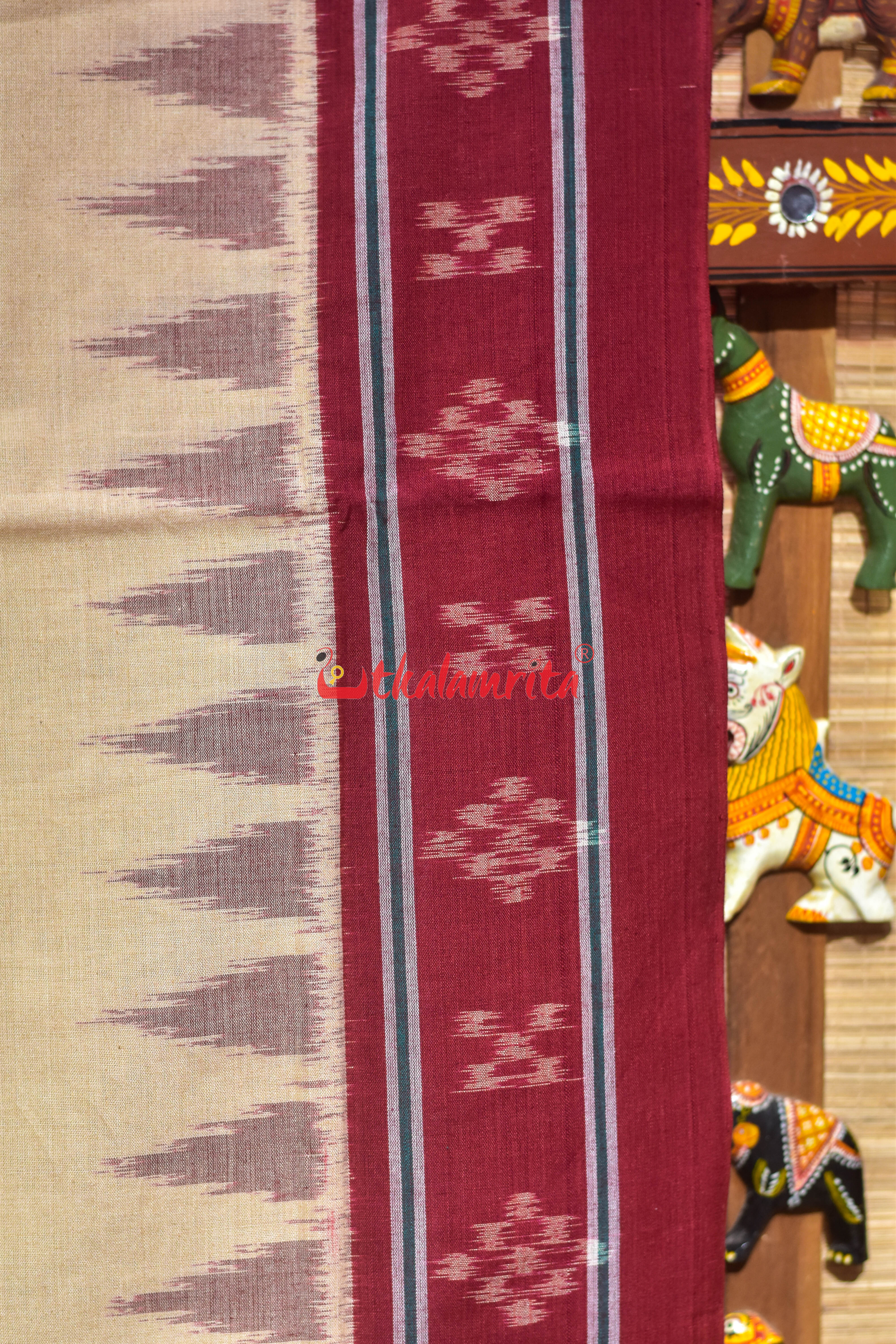 Matha Tussarite Border Pasapali Khandua Cotton Saree