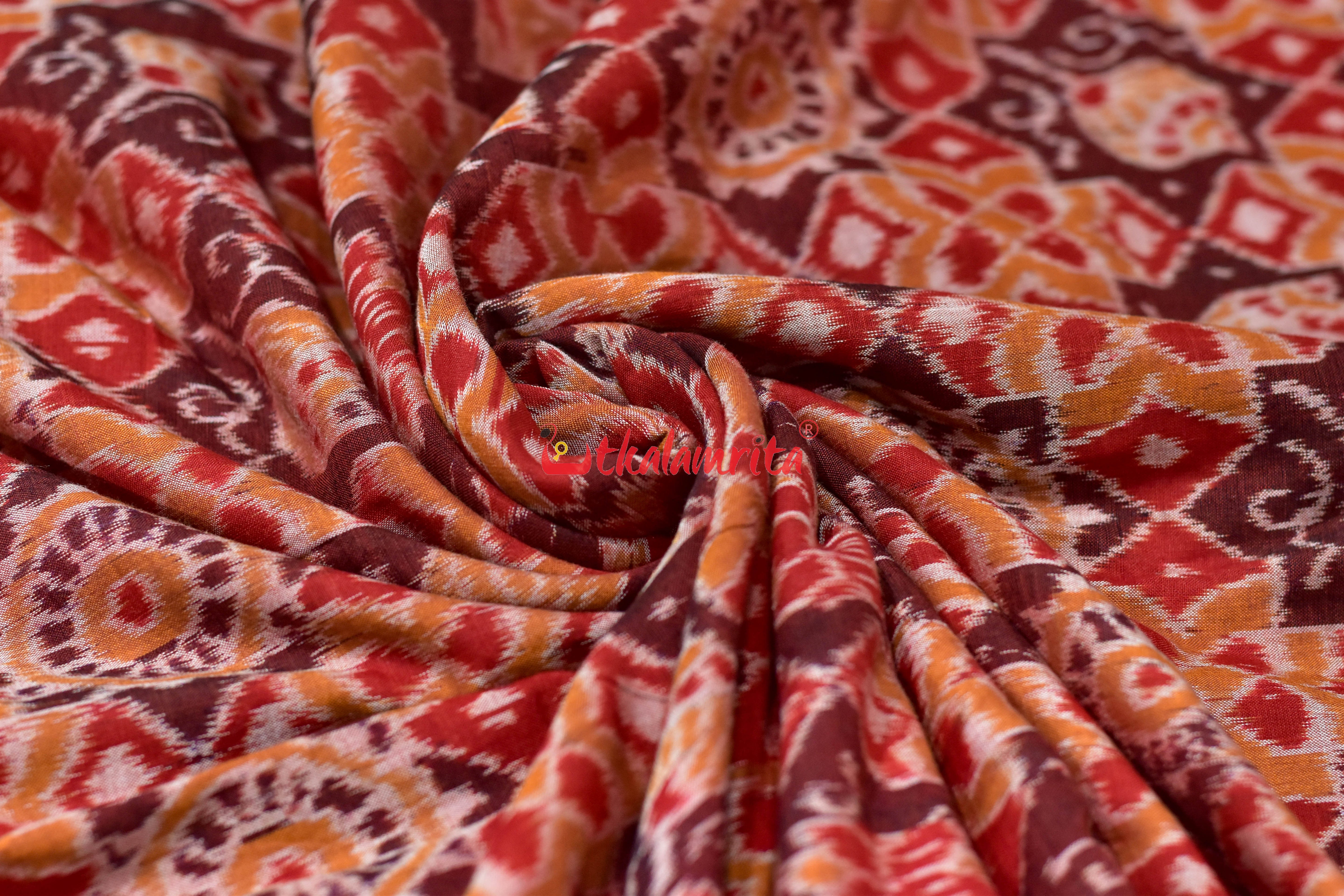 Rust Padma Chakra Special Sambalpuri Cotton (Fabric)