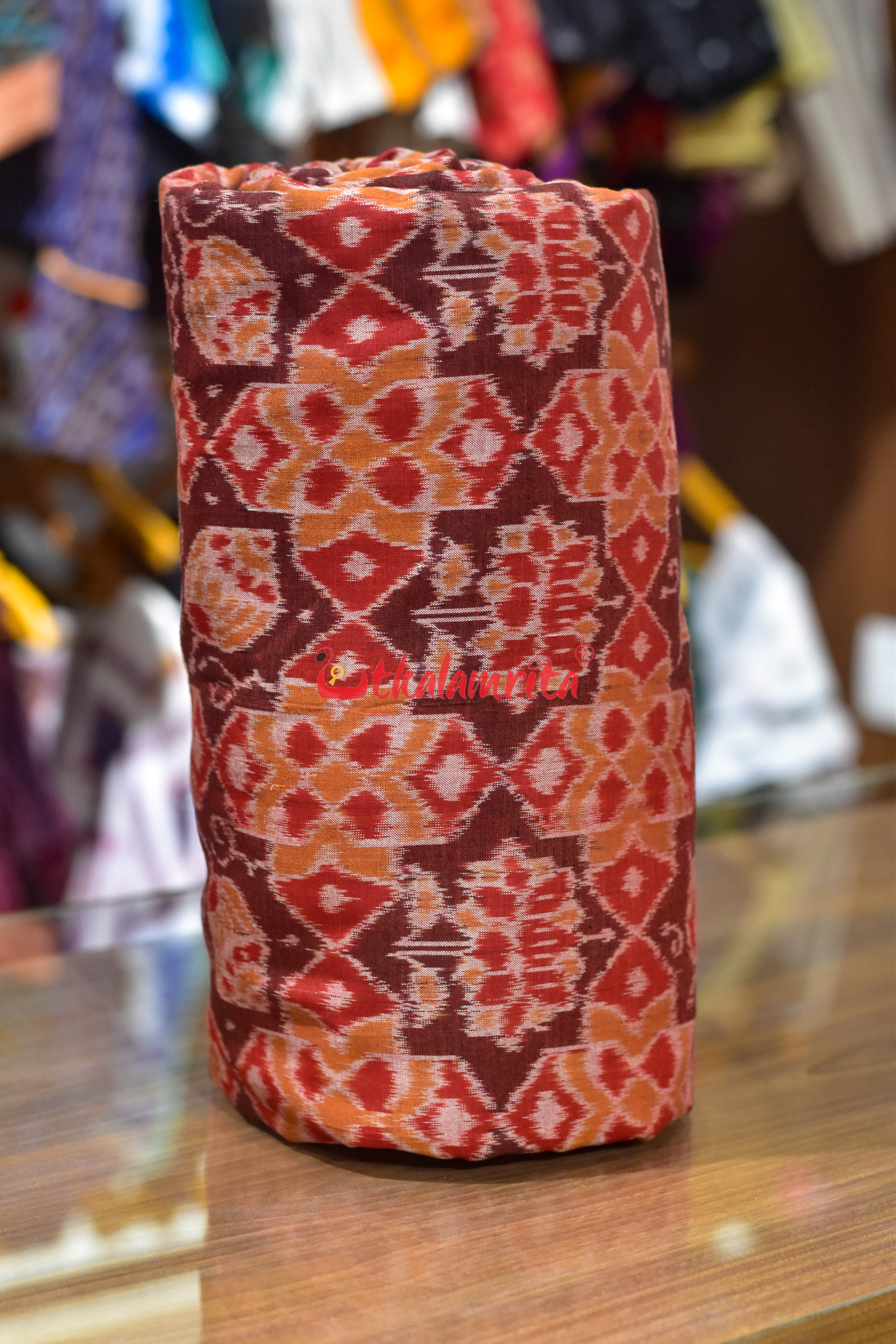 Rust Padma Chakra Special Sambalpuri Cotton (Fabric)