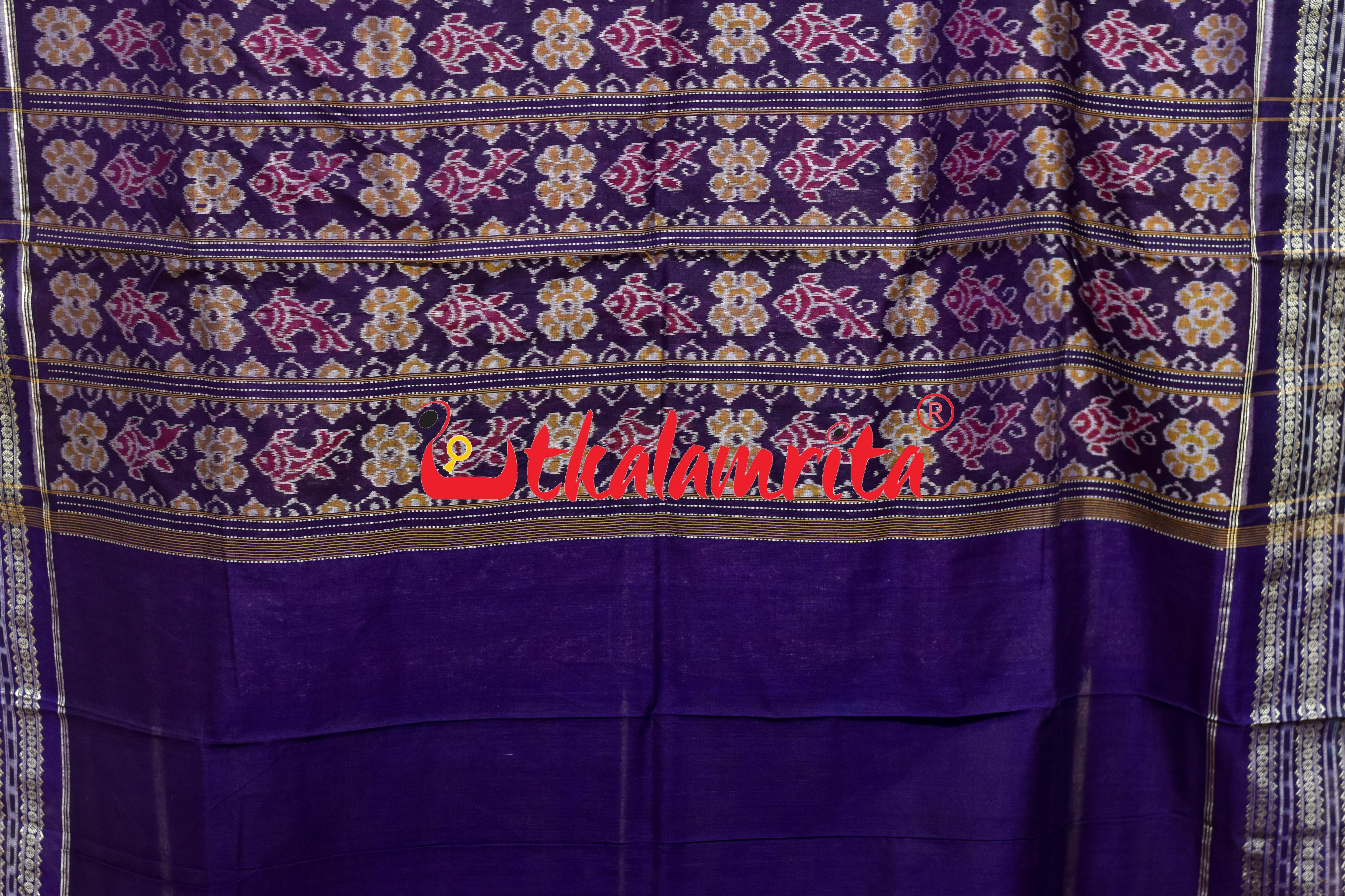 Pink Purple Double Mayura Sambalpuri Cotton Saree