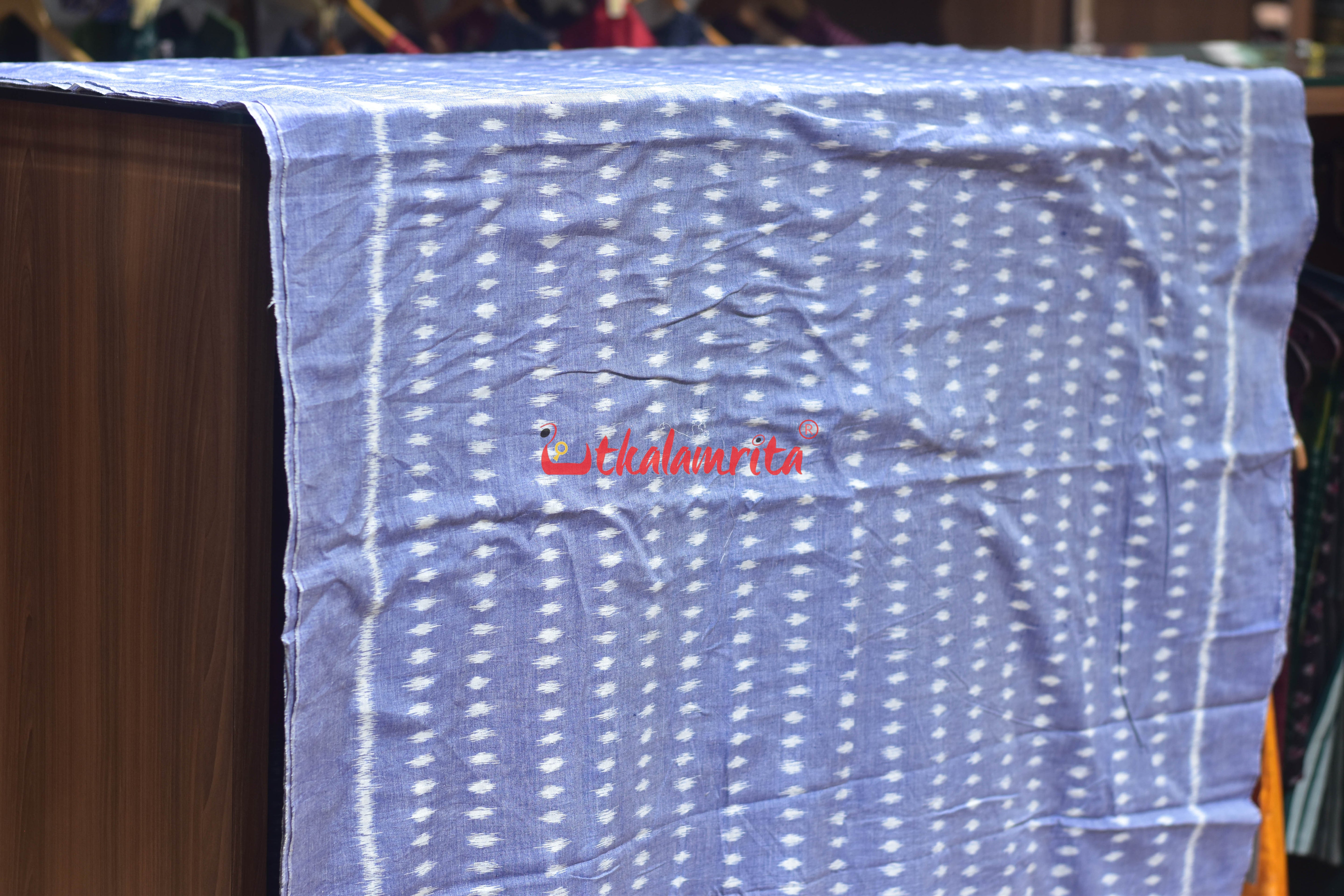 Sky Blue Godi Bindu Ikat Cotton (Fabric)