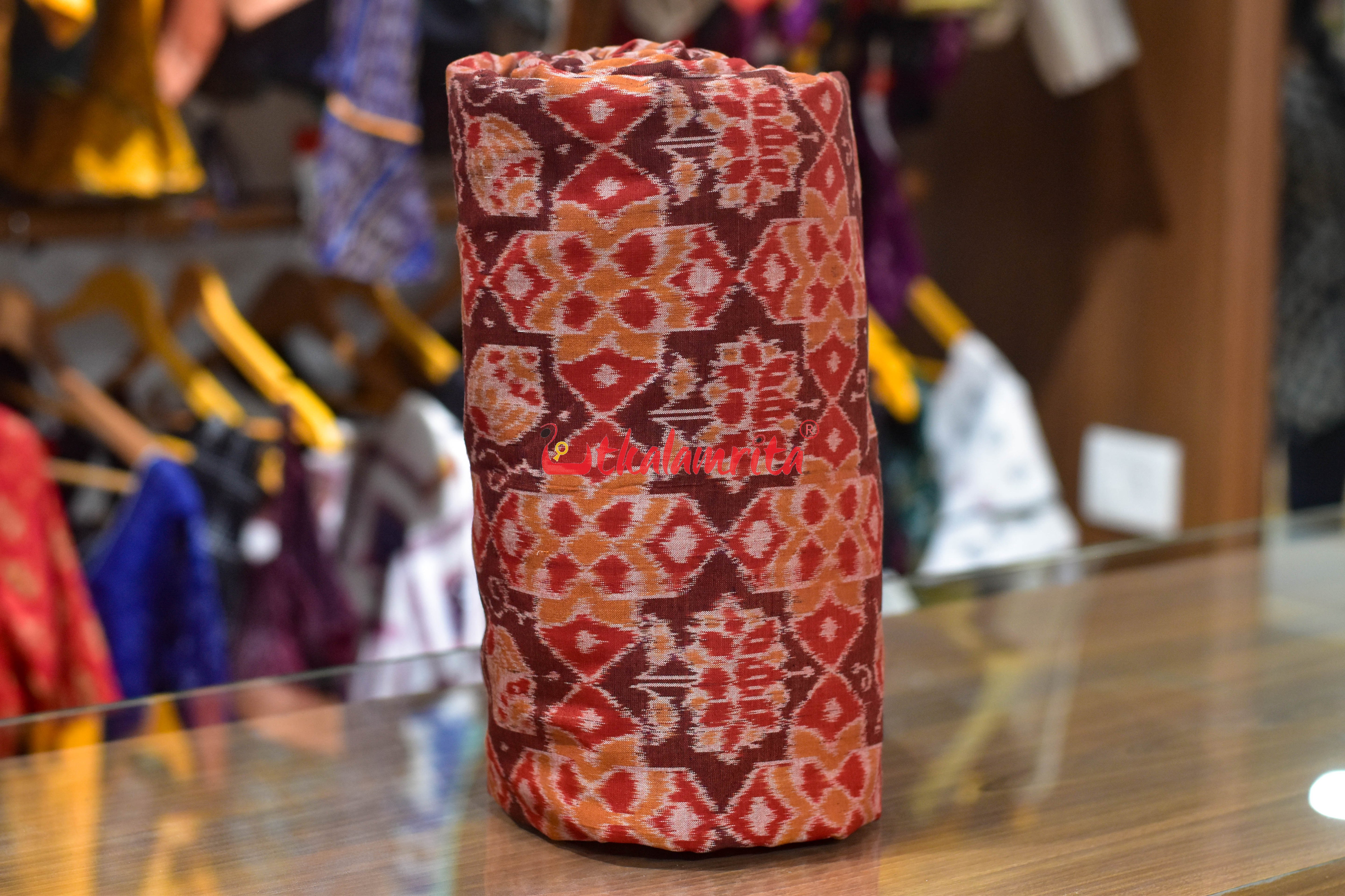 Rust Padma Chakra Special Sambalpuri Cotton (Fabric)
