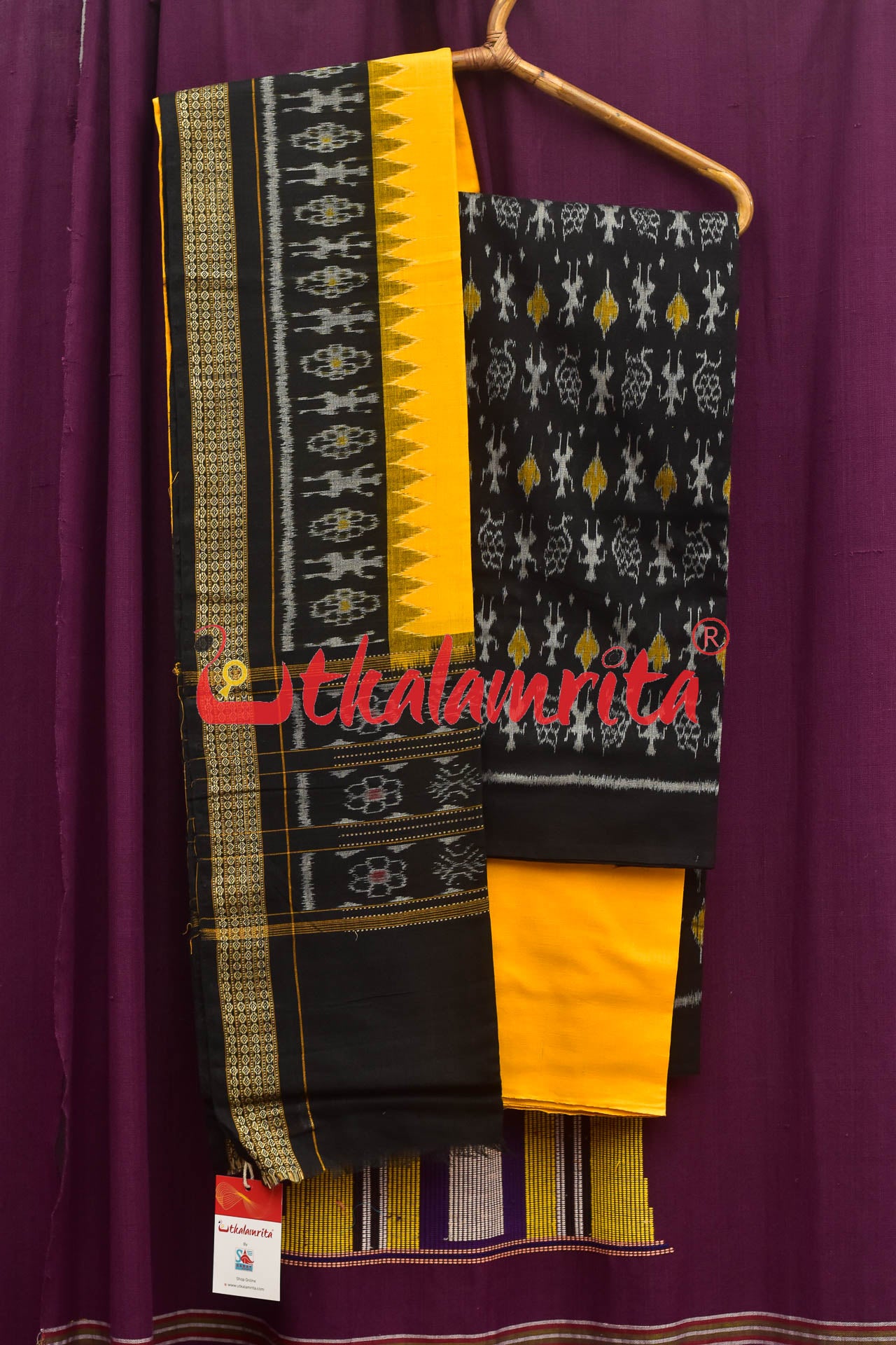 Black Yellow Kadha Tribal Dress Set