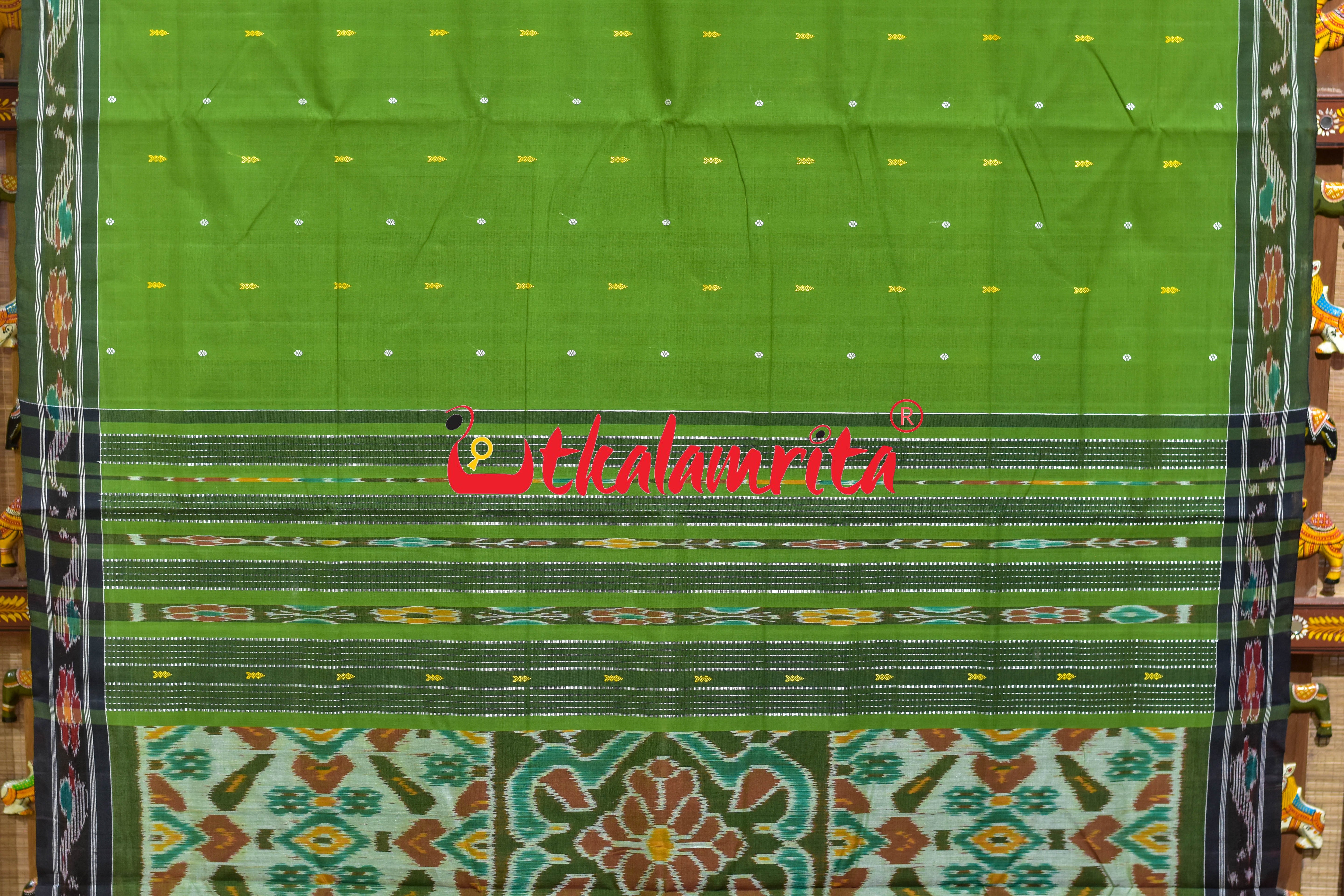 Green Black Chadhei Pittala Single Cotton Saree