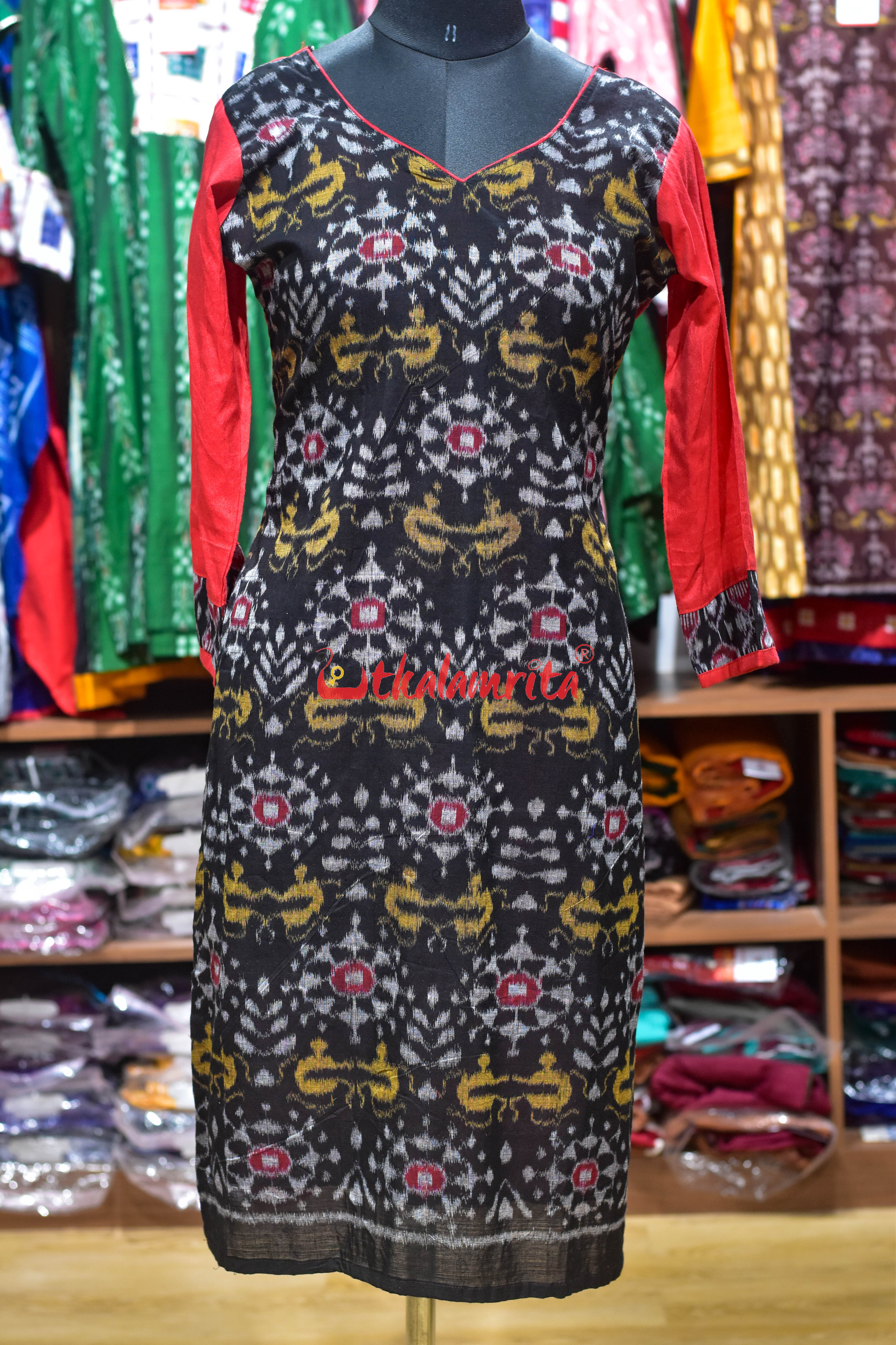 Red Ember Sambalpuri Ladies Kurta