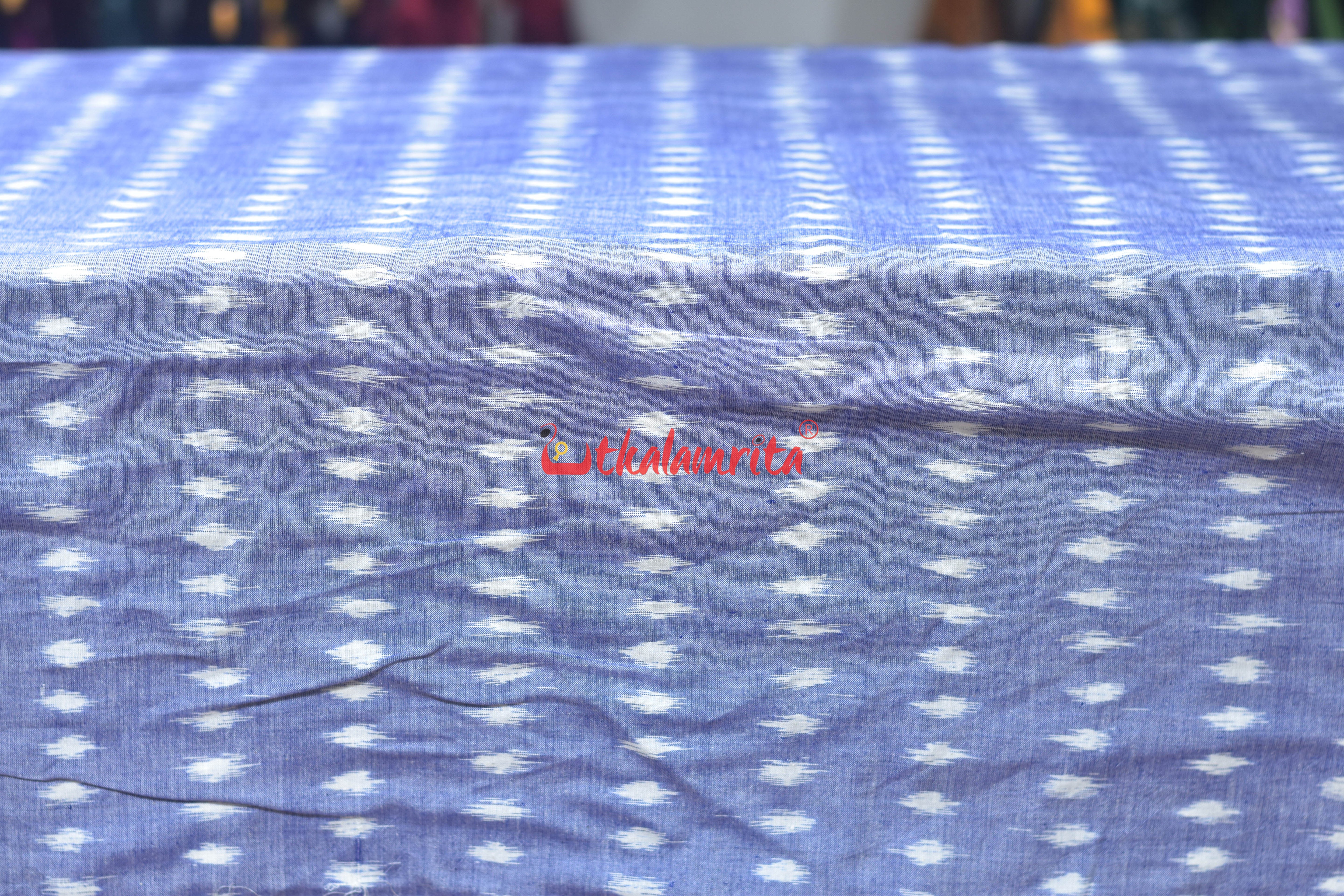 Sky Blue Godi Bindu Ikat Cotton (Fabric)