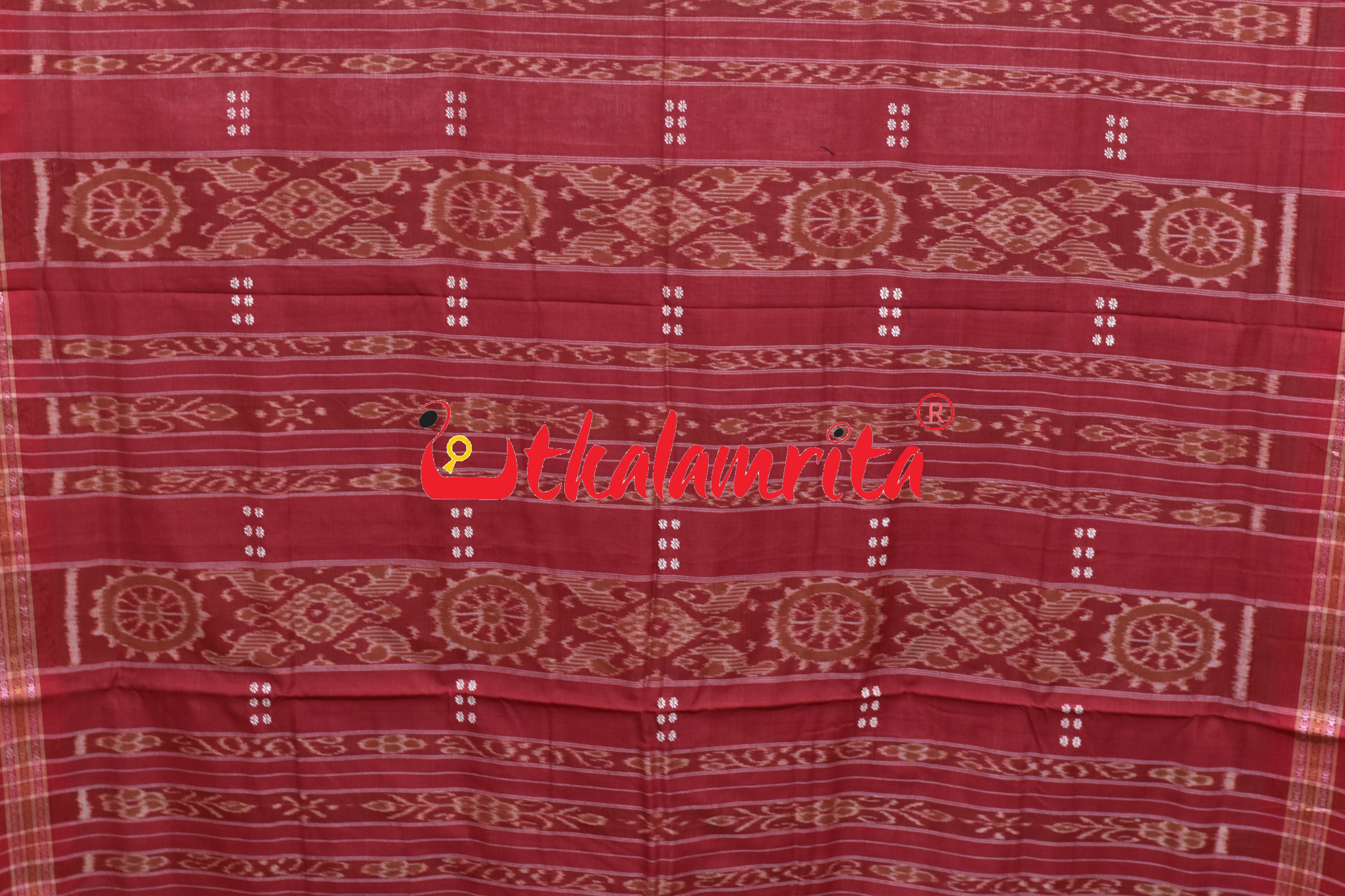 White Red Body Phula Dhanpatri Khandua Cotton Saree