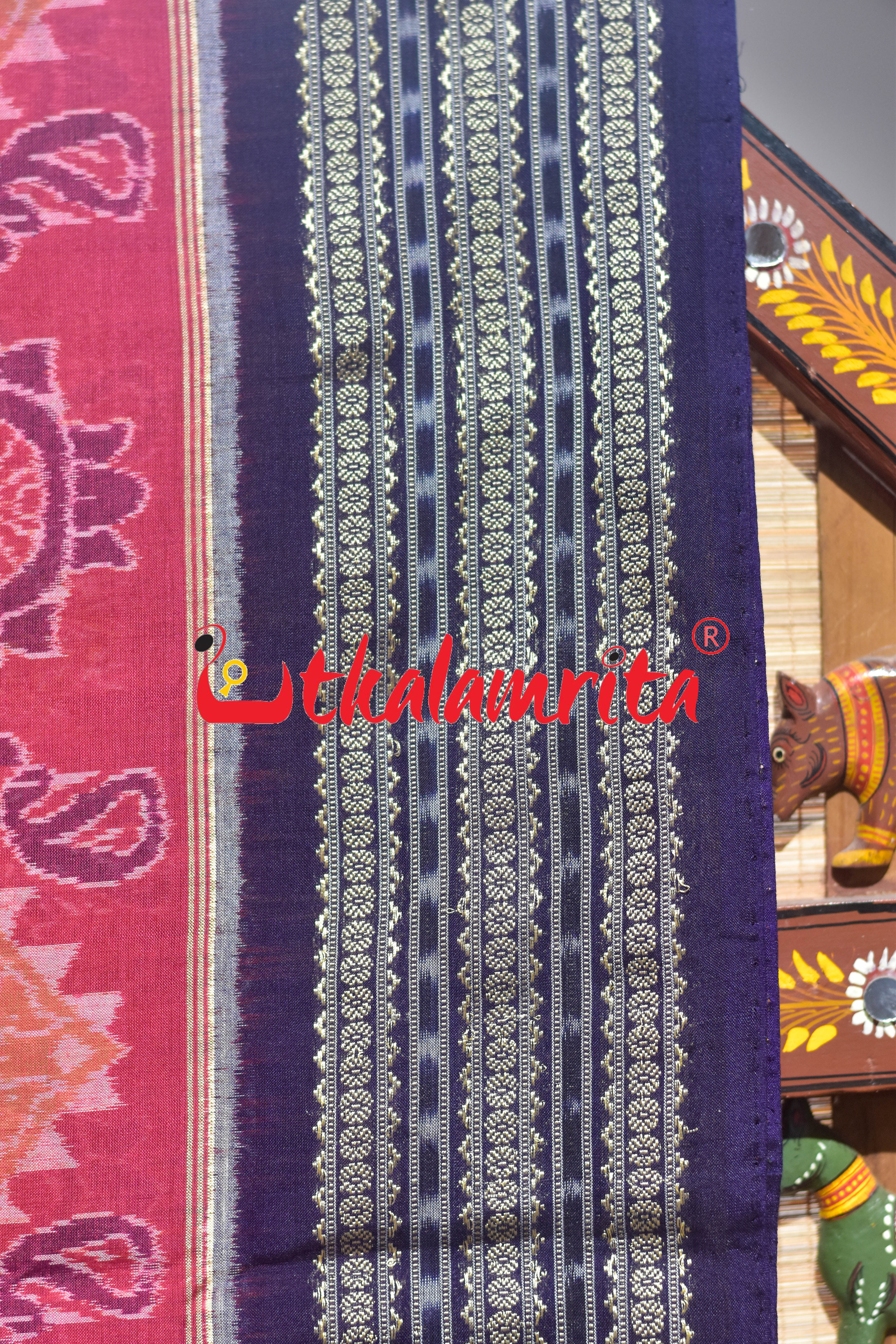 Pink Purple Double Mayura Sambalpuri Cotton Saree