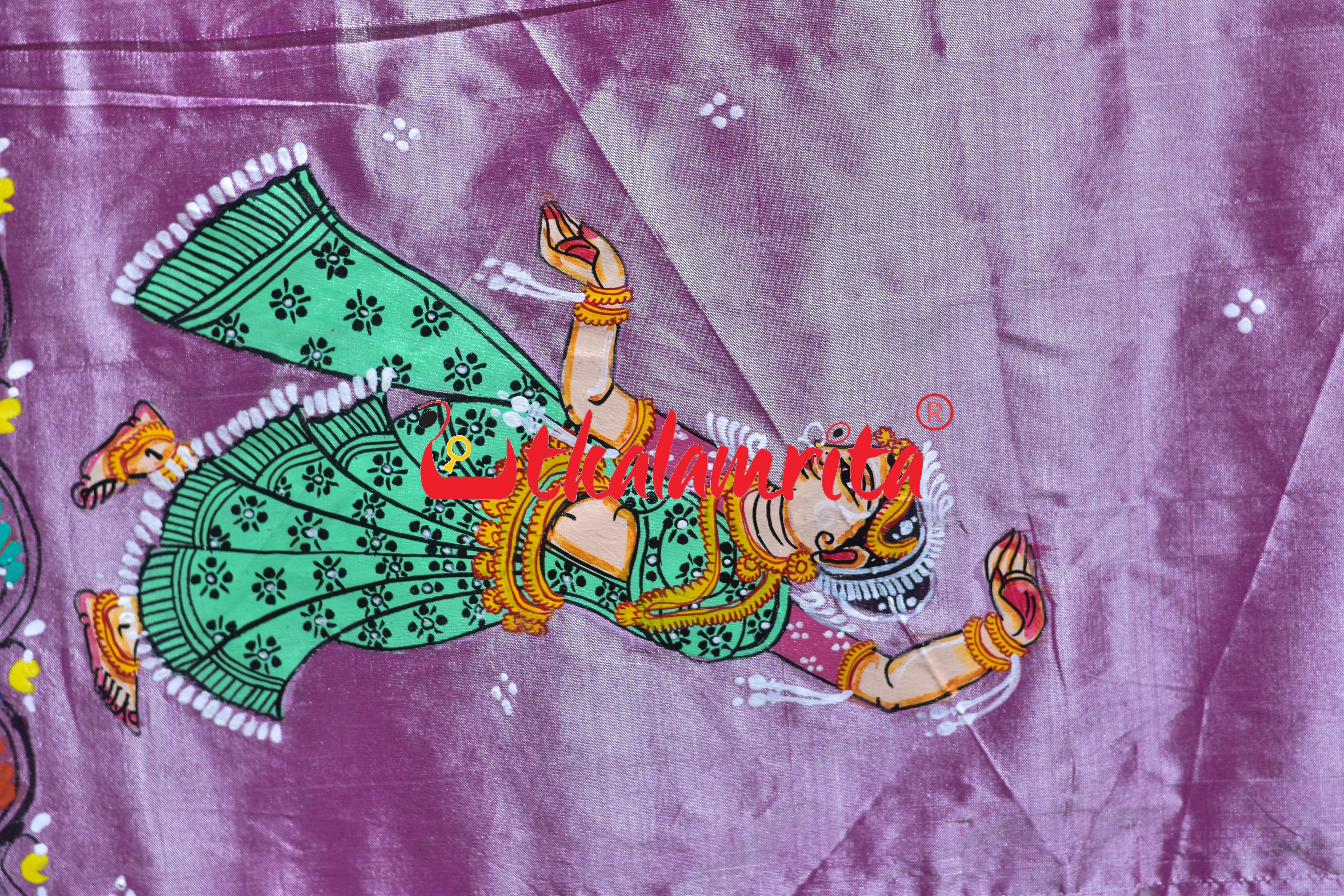Light Pink Raja Rani on Elephant Pattachitra Silk Saree