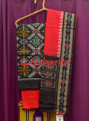 Black Red Phula Tribal Dress Set