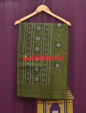 Mehendi Green with Black Flower Bomkai Dress Set