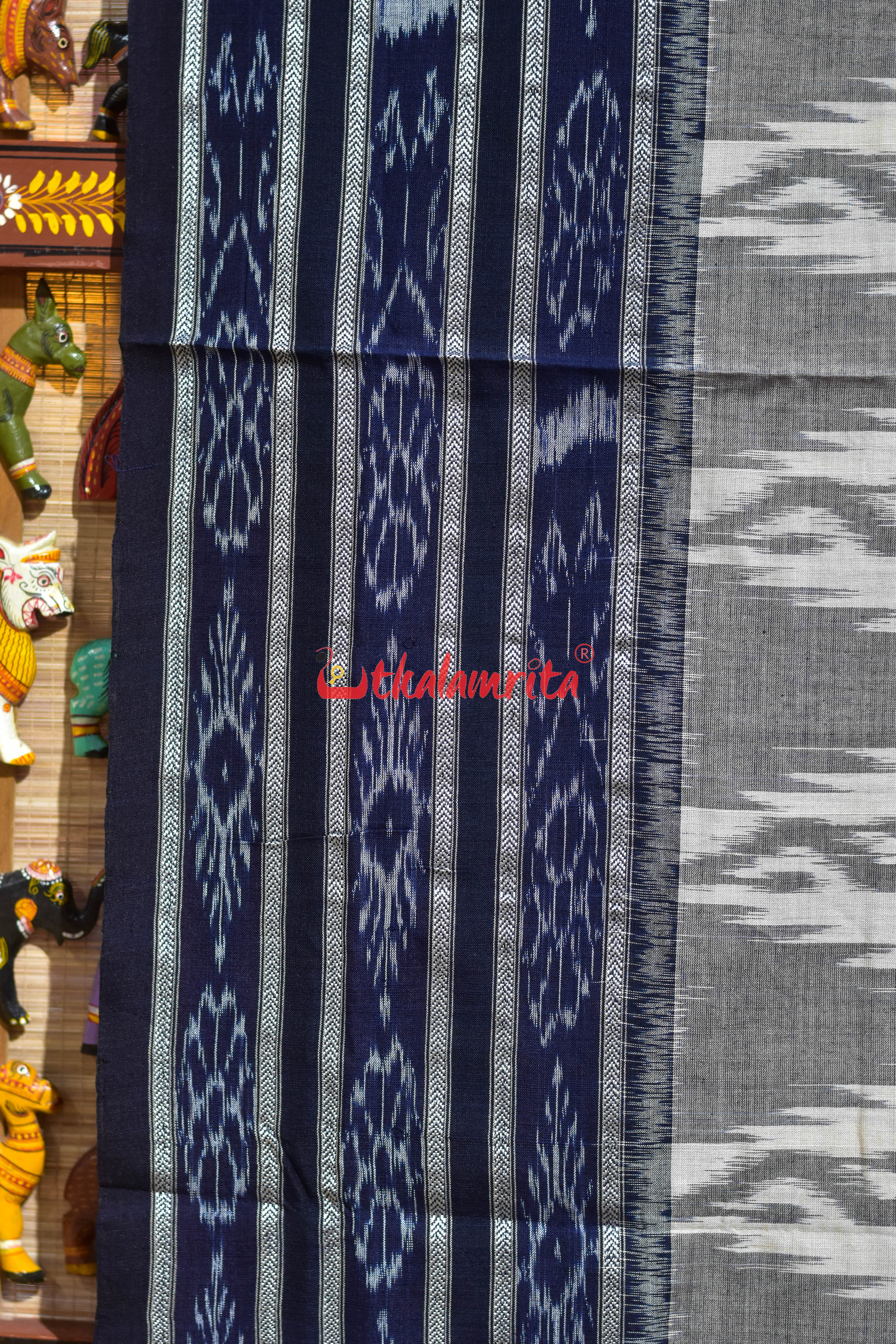 Off White Black Daali Scot Khandua Cotton Saree