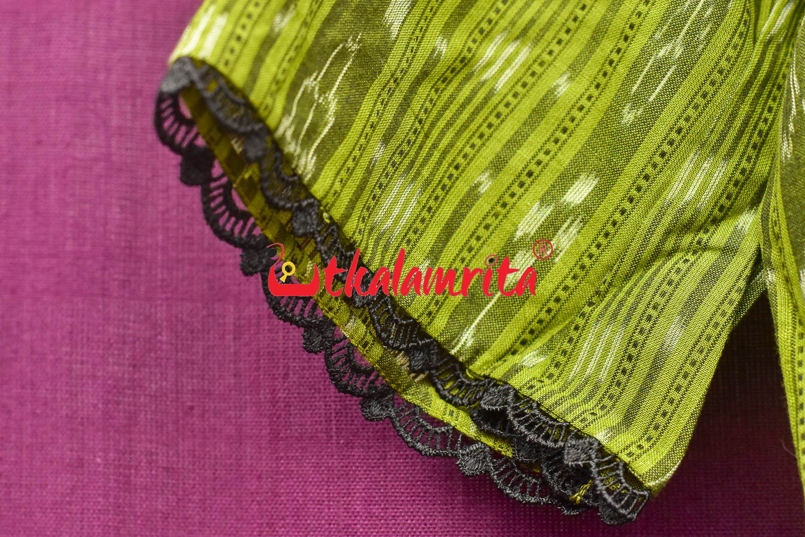 Plain Mehendi Green & Lemon Green ikat (Top)