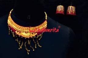 Red With Golden Touch Jewellery Set