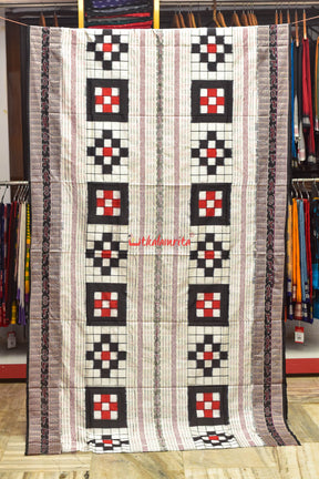 Contrast White Black Bichitrapuri Sambalpuri Silk Saree