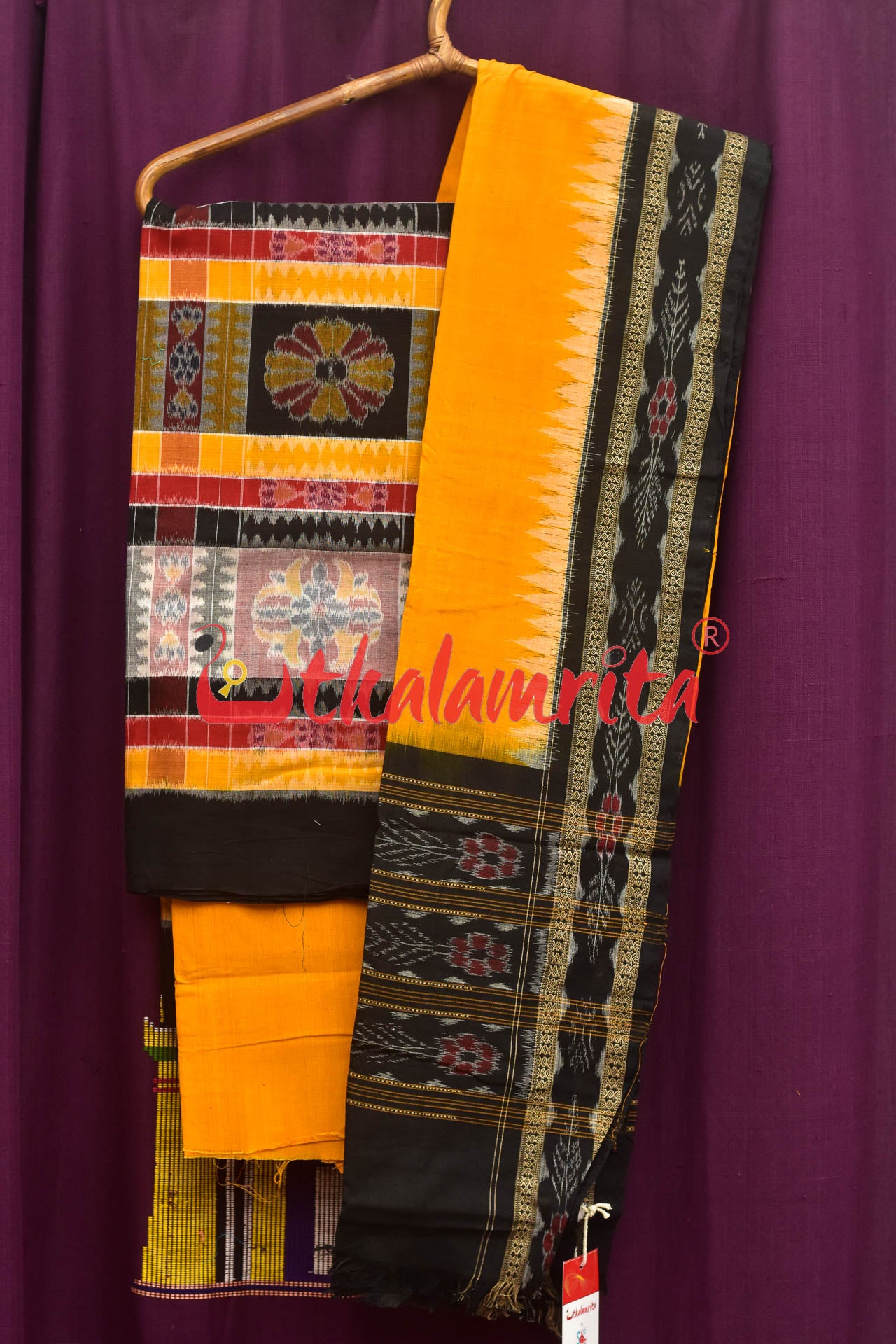 Utkala Lakhmi Yellow Black Dress Set