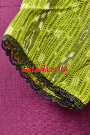 Plain Mehendi Green & Lemon Green ikat (Top)