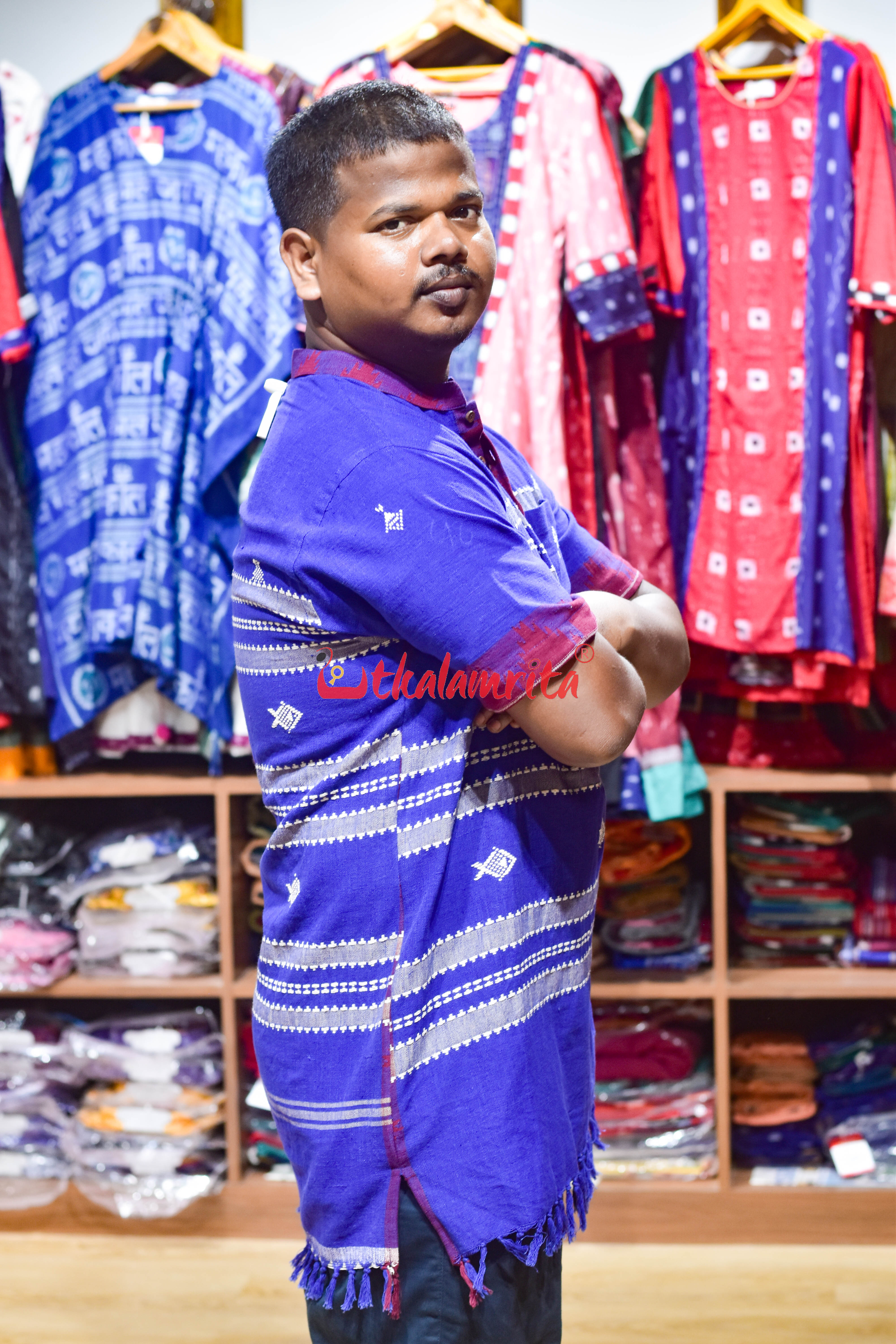 Blue Red Kotpad (Men's Short Kurta)