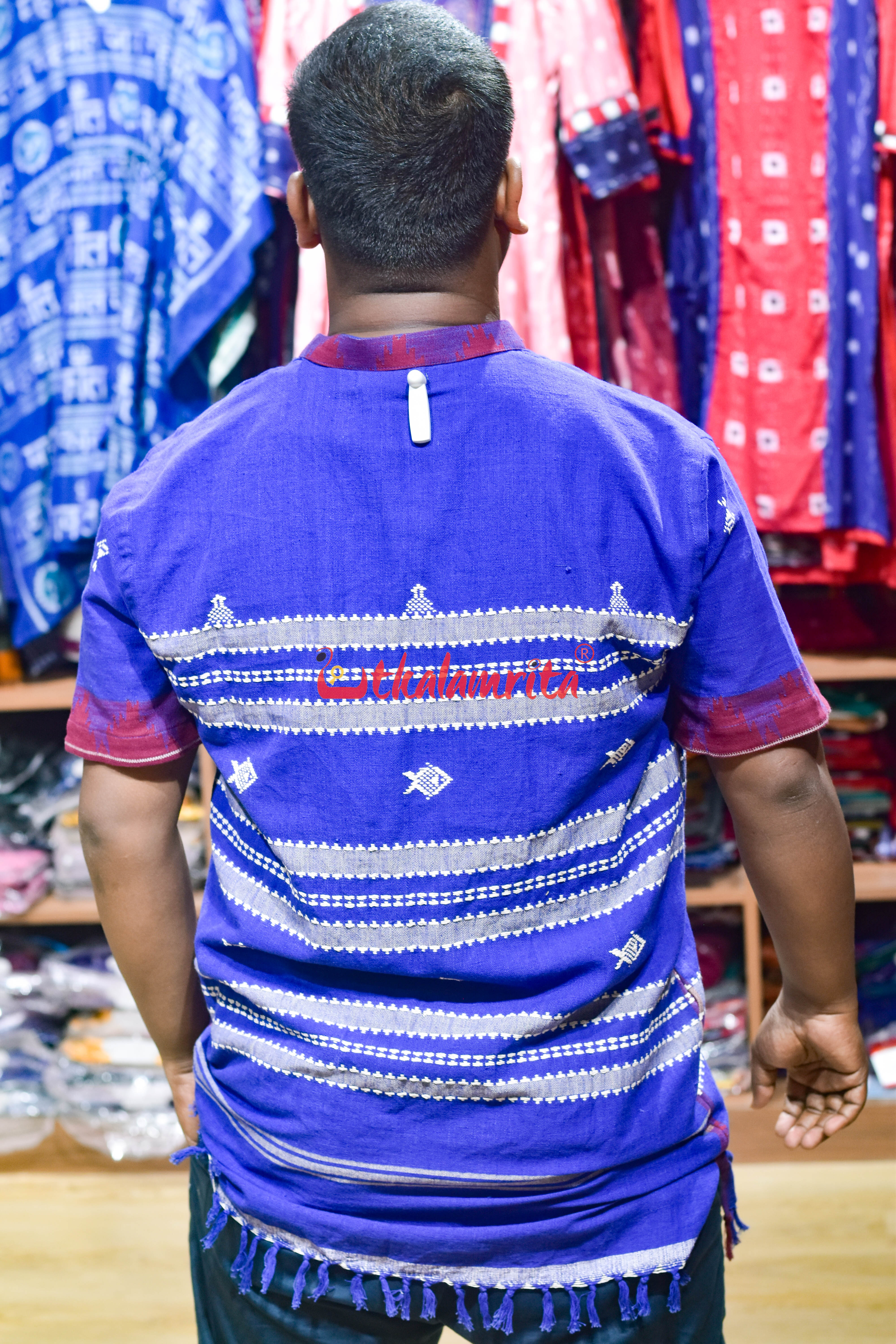 Blue Red Kotpad (Men's Short Kurta)