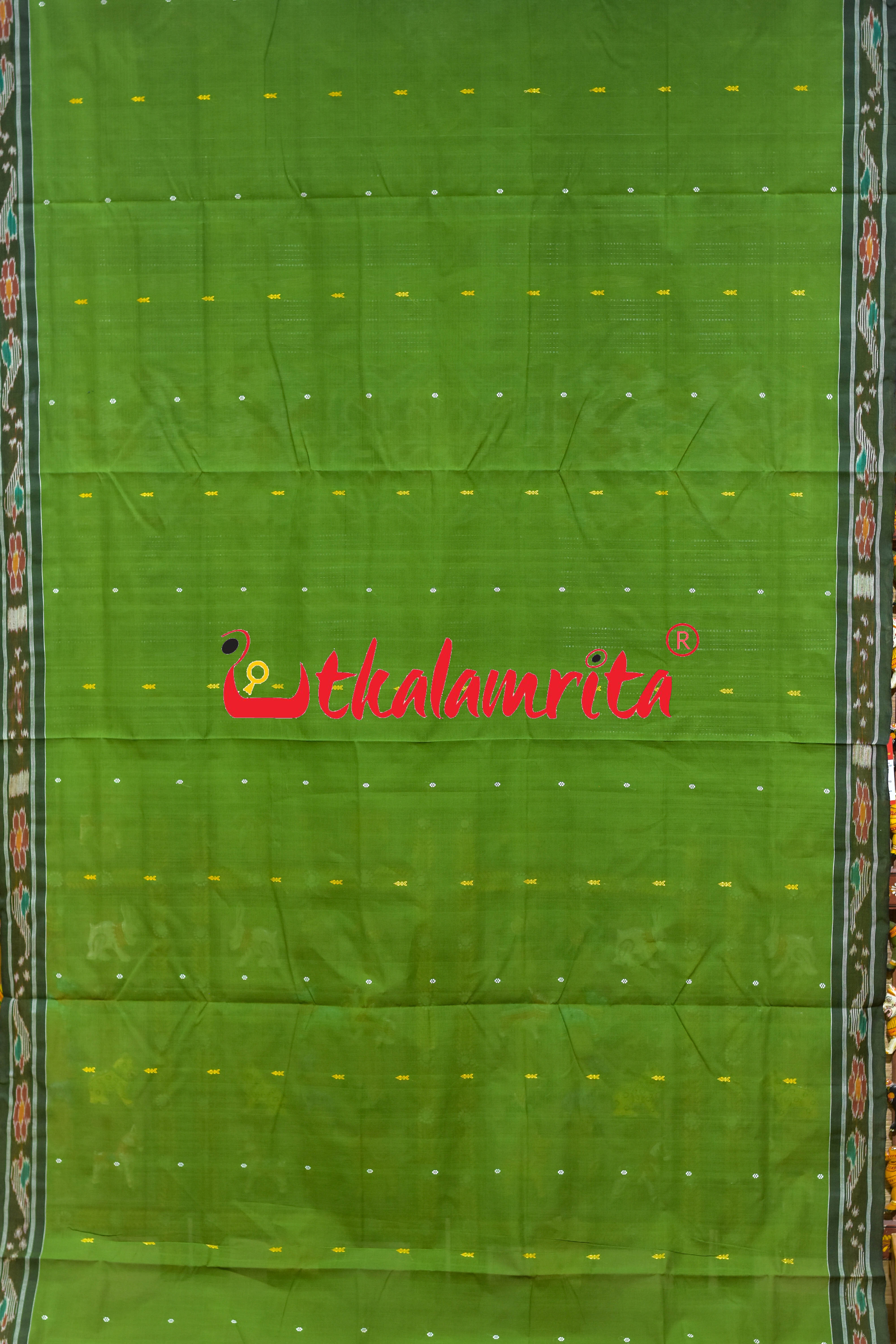 Green Black Chadhei Pittala Single Cotton Saree