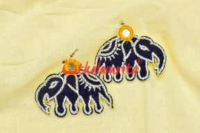 Blue Elephants  (Pipli applique danglers)