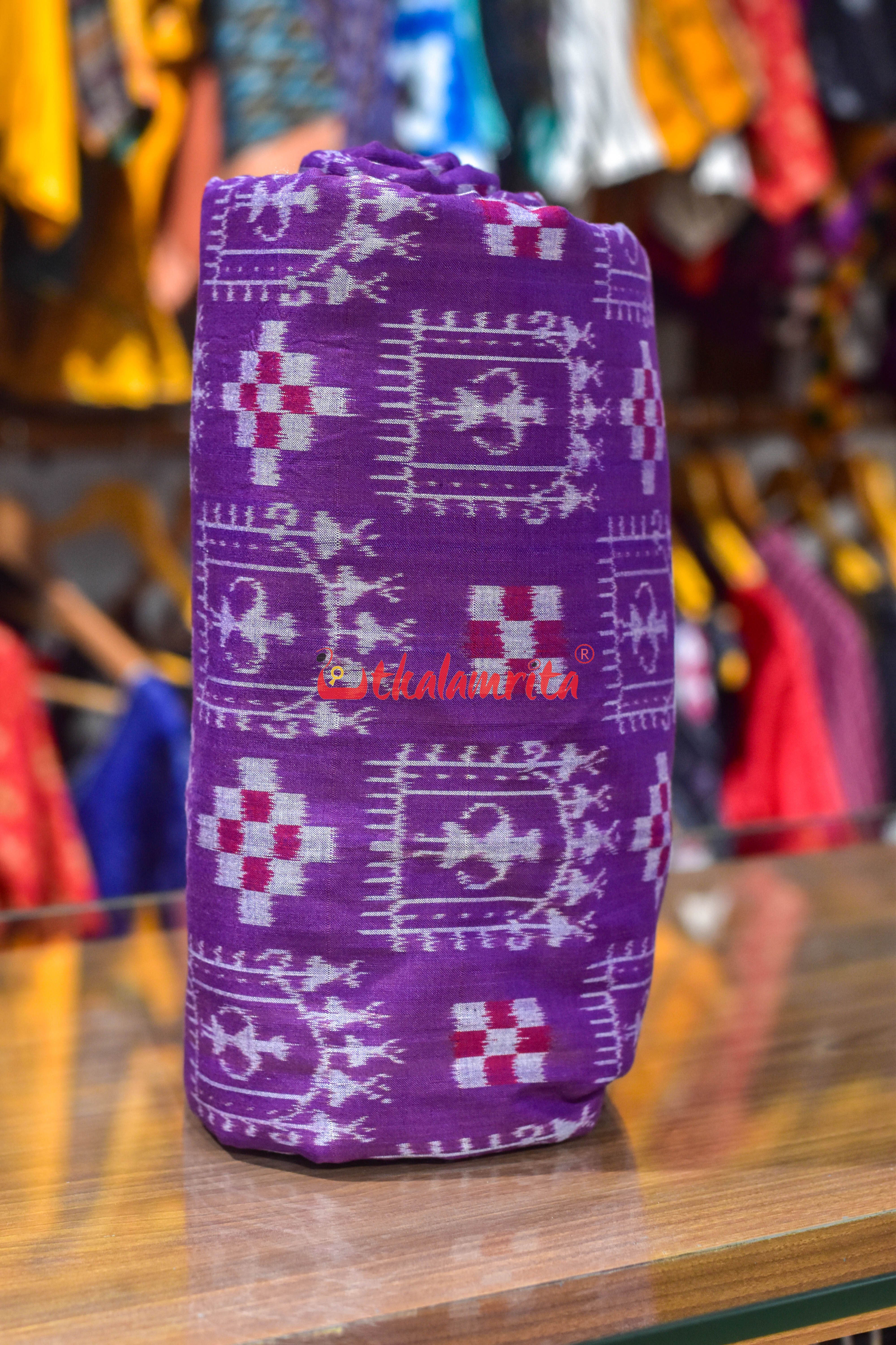 Purple Tribal Pasapali Sambalpuri Cotton (Fabric)