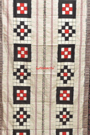 Contrast White Black Bichitrapuri Sambalpuri Silk Saree