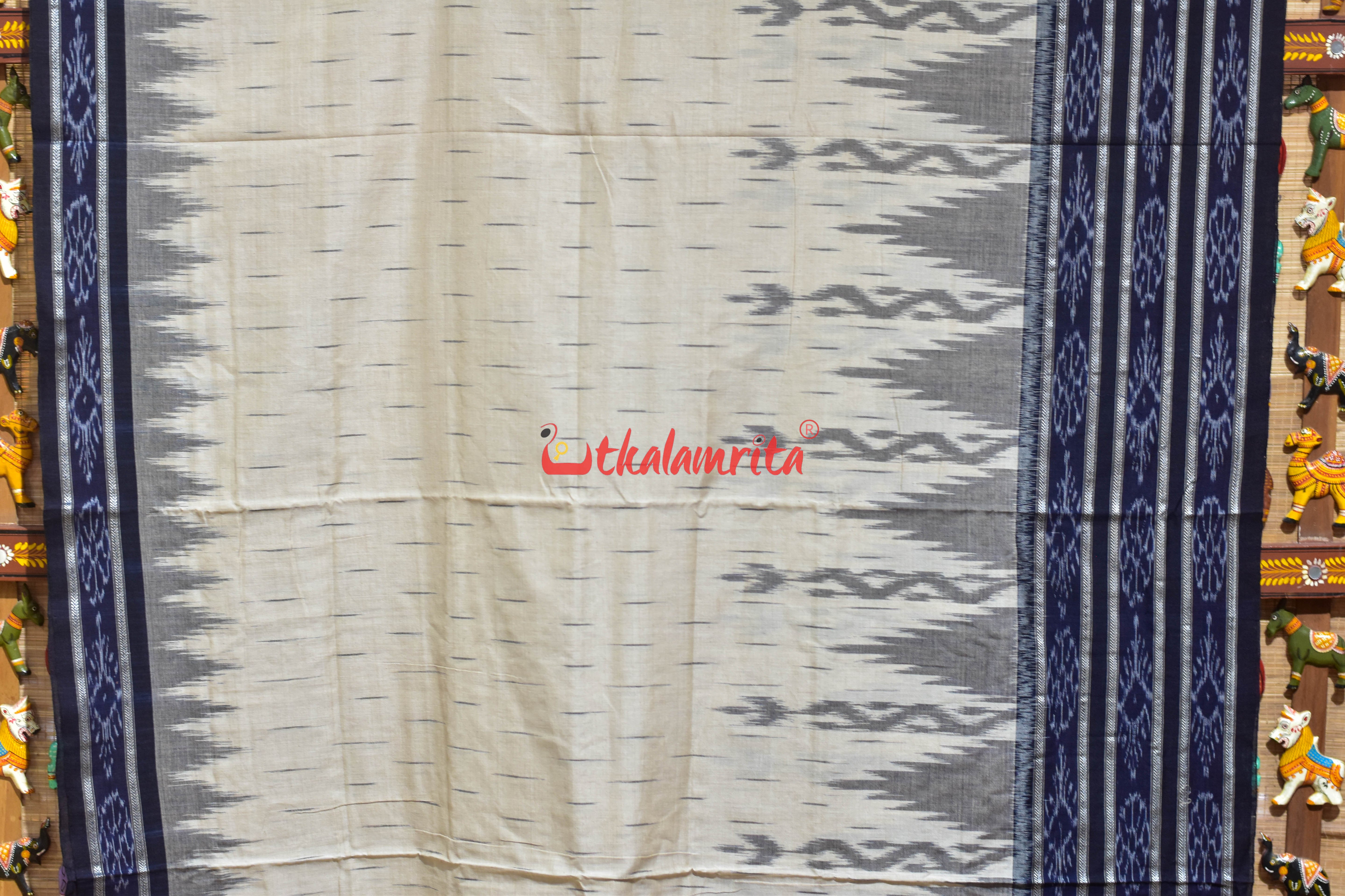 Off White Black Daali Scot Khandua Cotton Saree