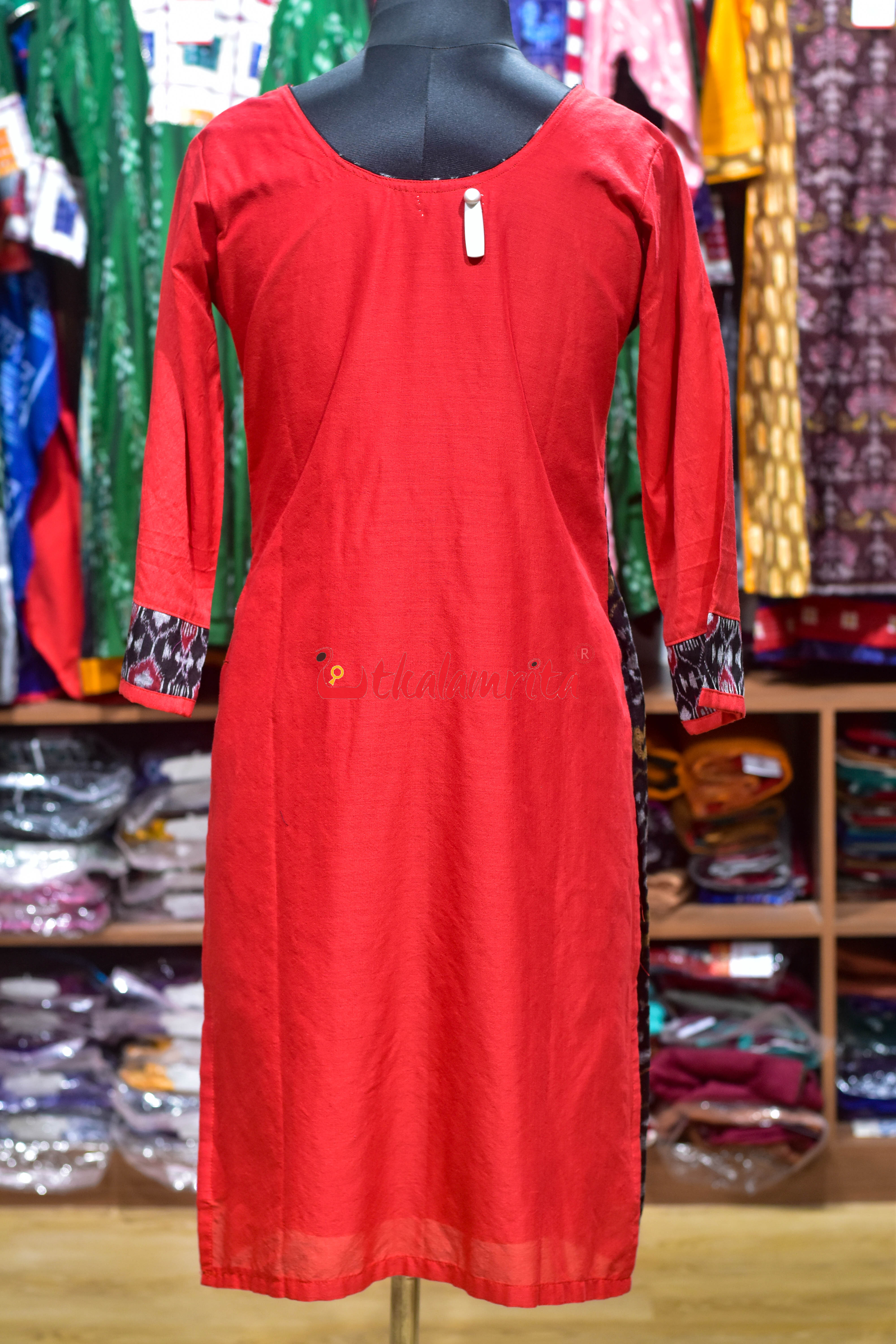 Red Ember Sambalpuri Ladies Kurta