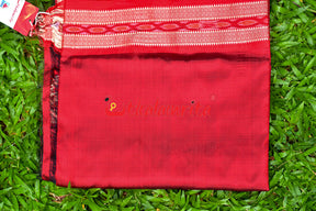 Red Bandha Silk Fabric