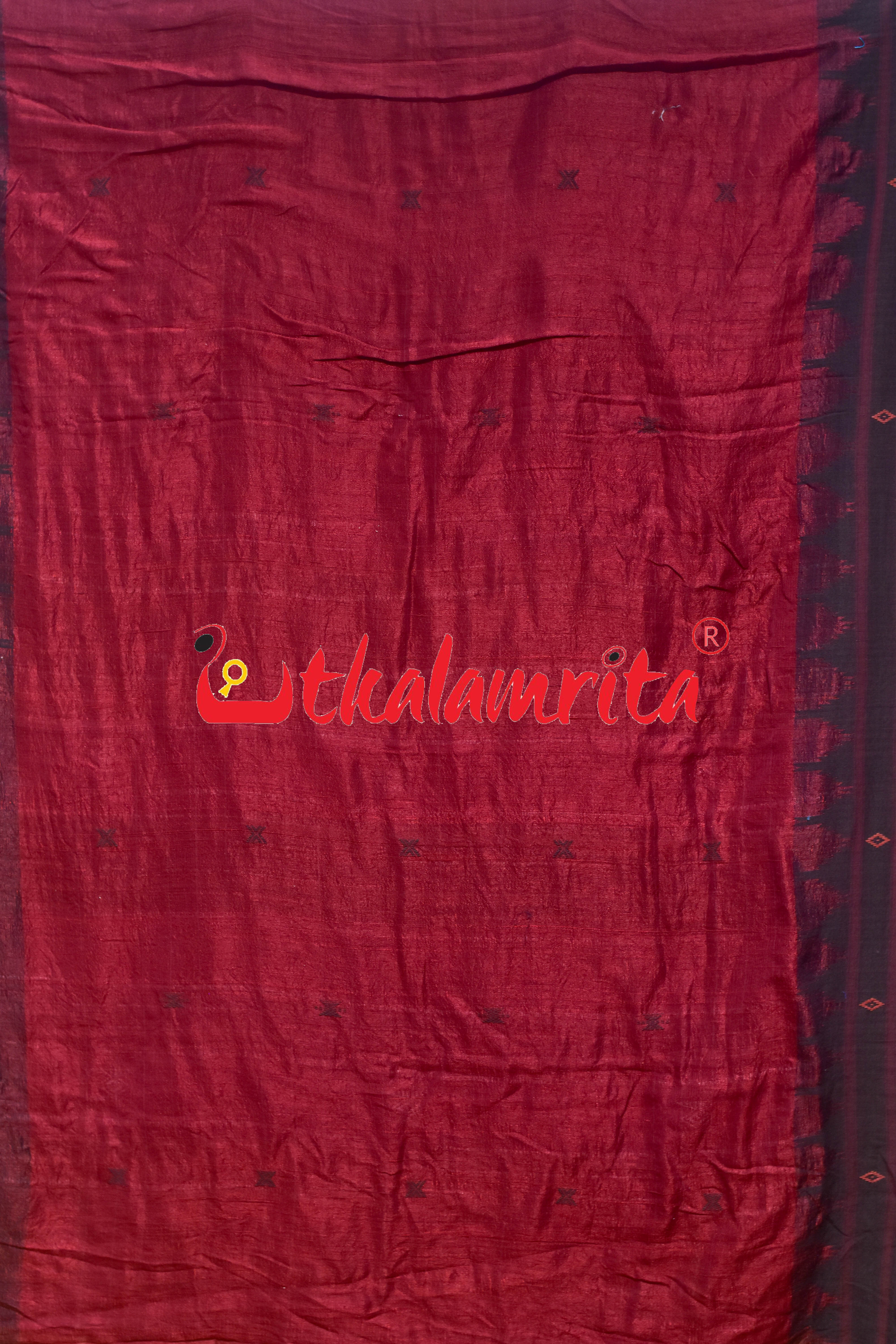 Red Black Adibasi Tusaar Kotpad Silk Saree