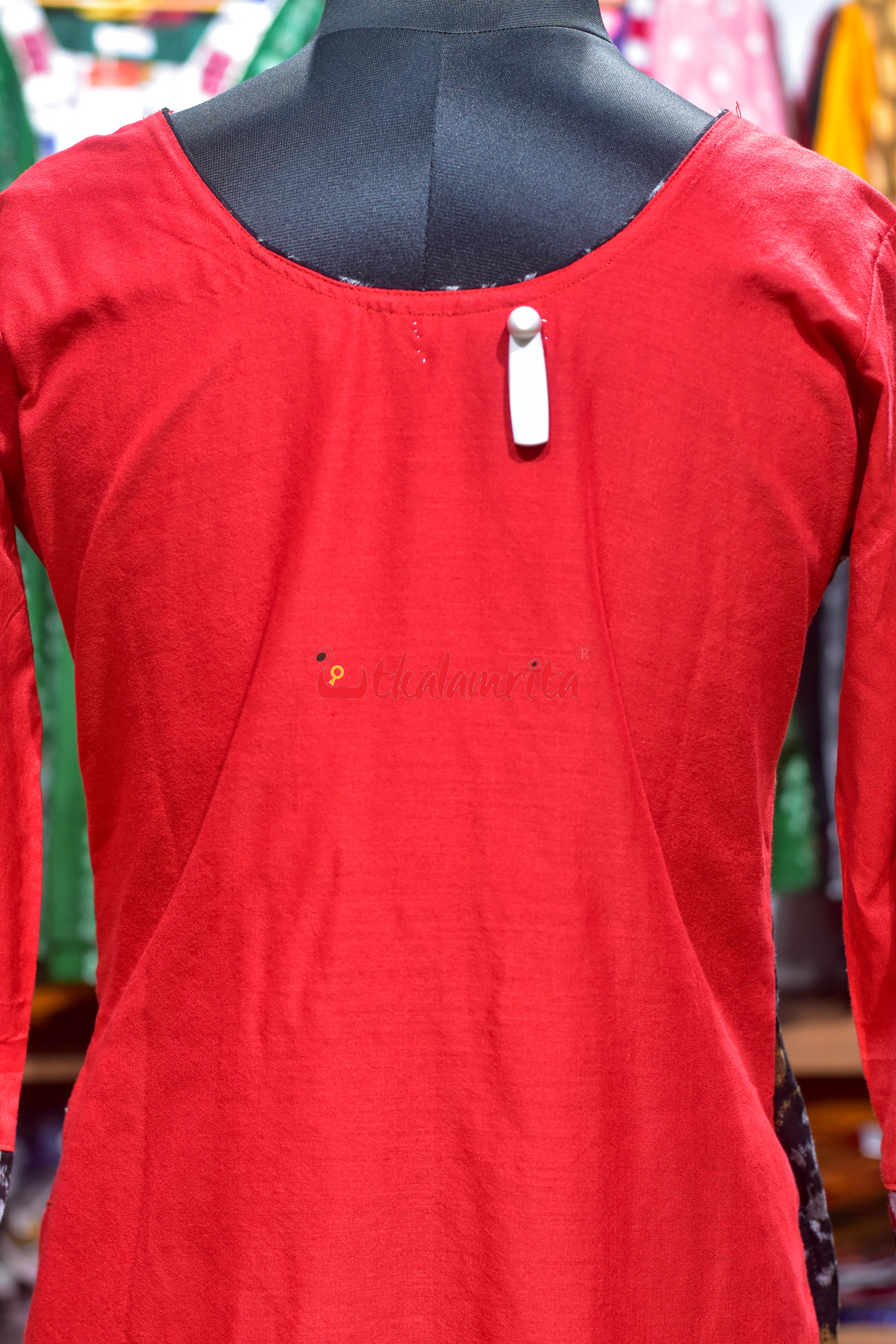 Red Ember Sambalpuri Ladies Kurta