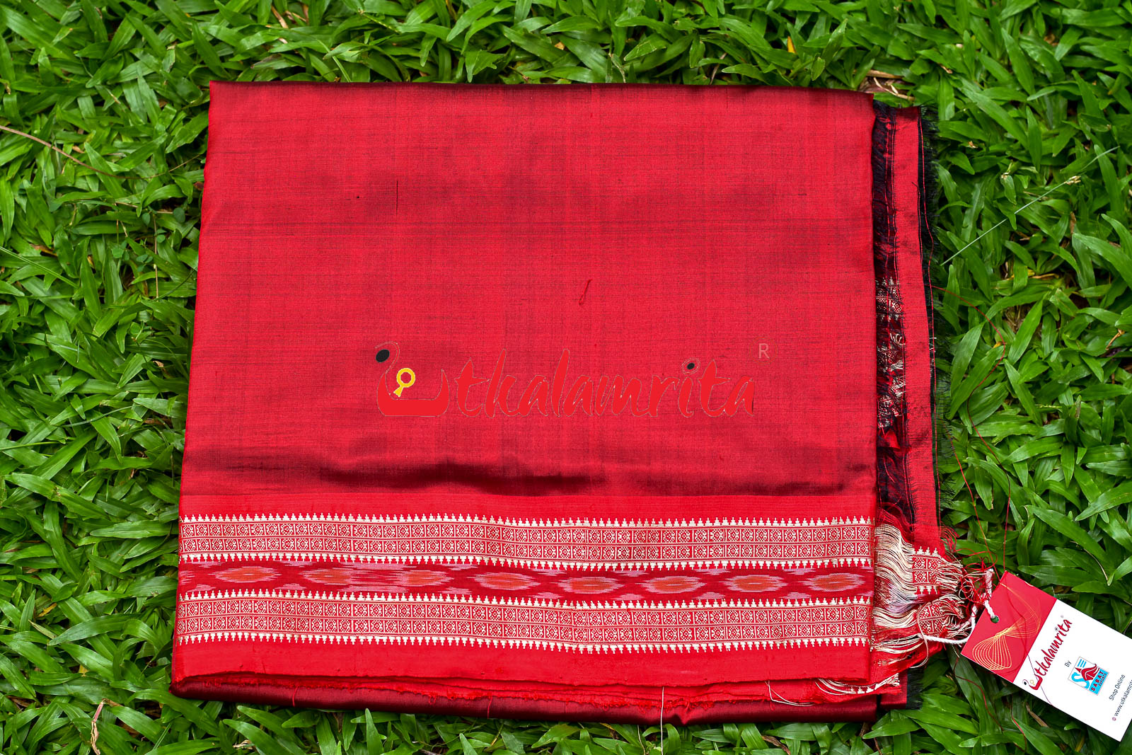 Red Bandha Silk Fabric