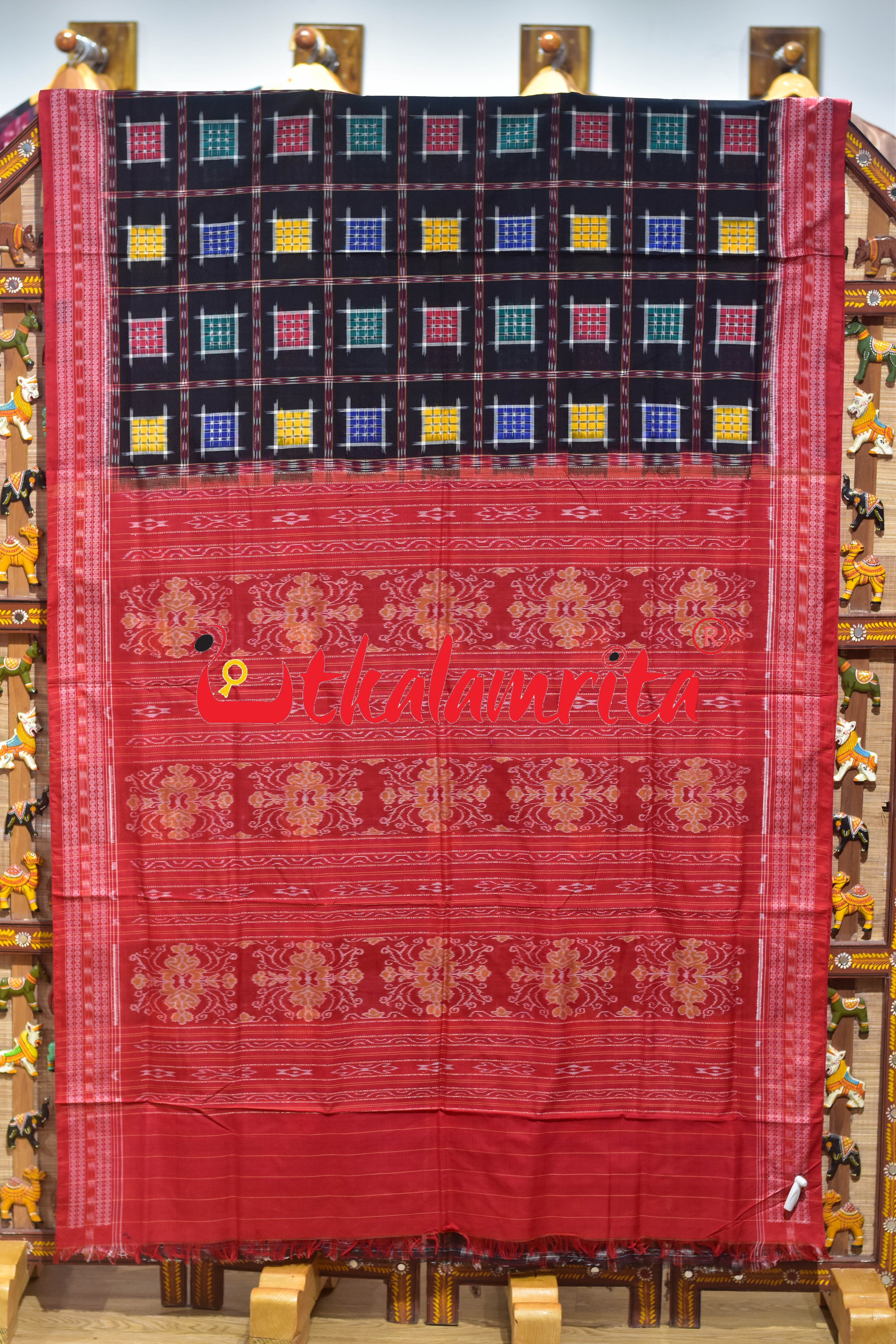 Black Mini Aswini Sambalpuri Cotton Saree