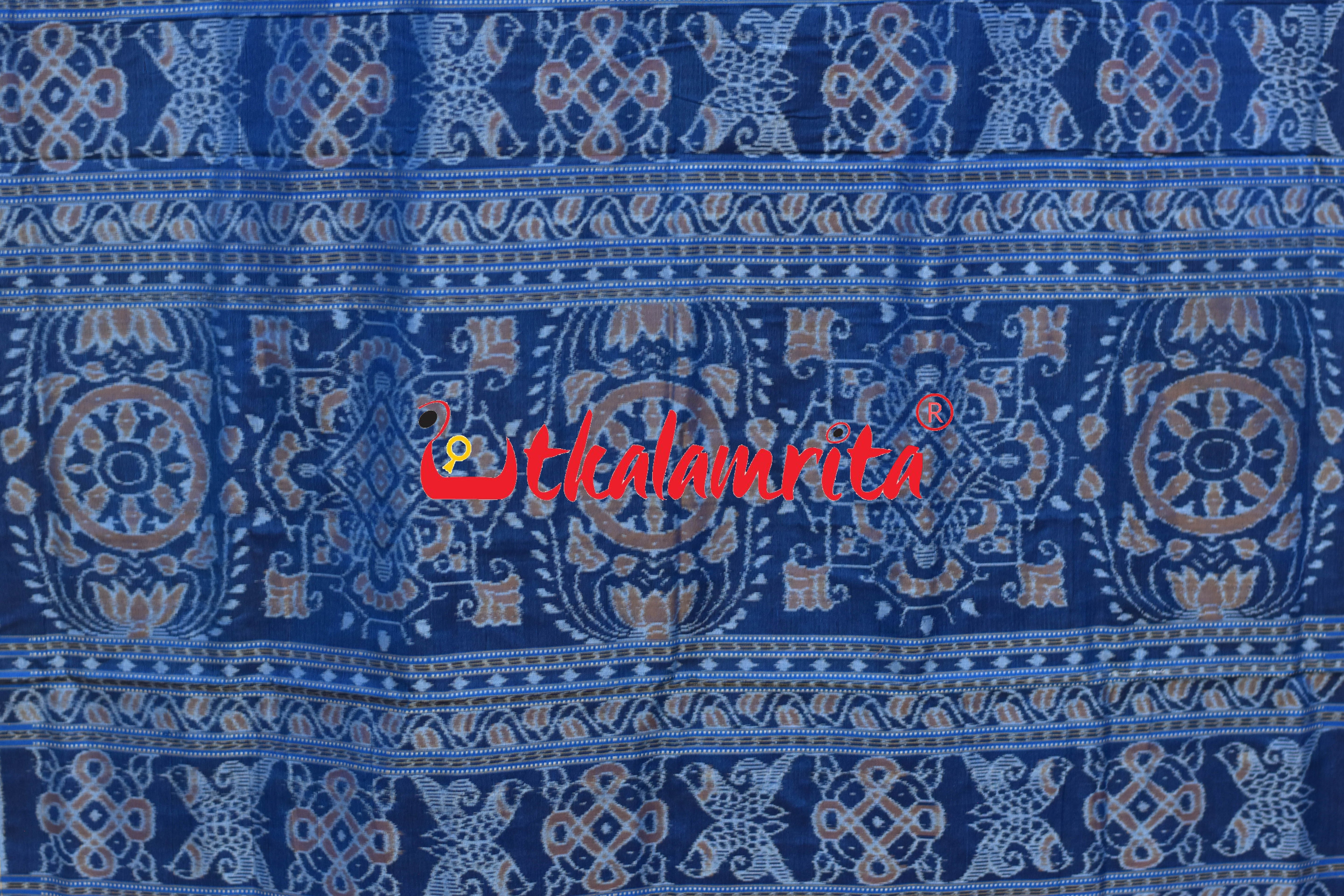 Blue Purple Double Mayura Sambalpuri Cotton Saree