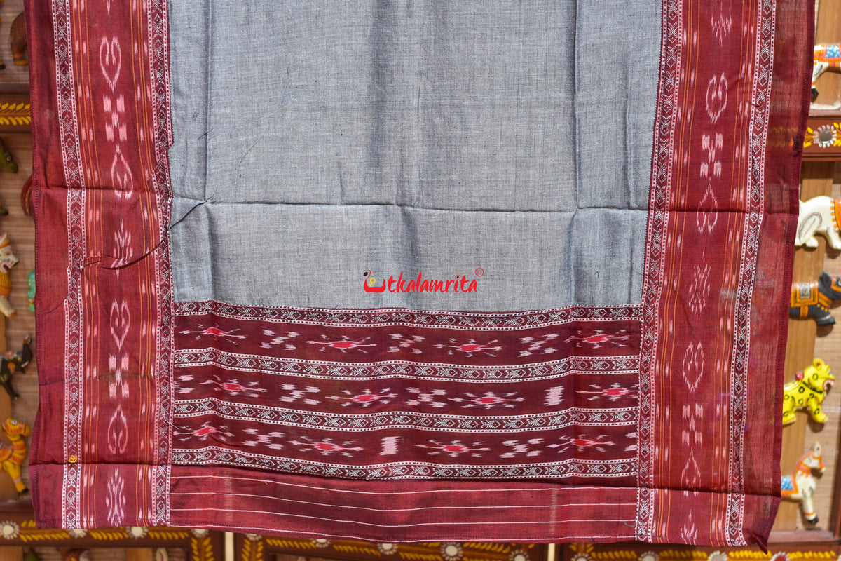 Maroon Grey Middle Sankha Chakra Design Dress Set