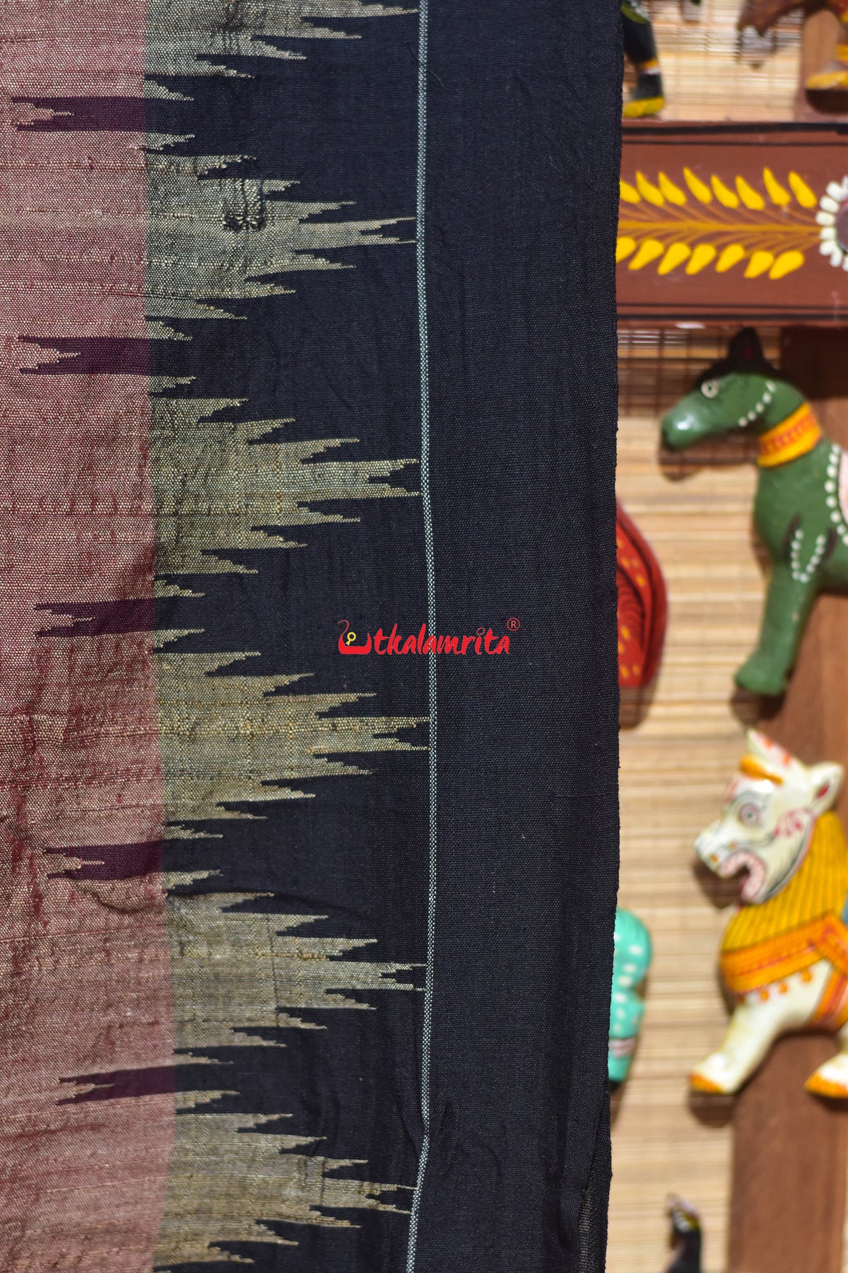Old Rose Black White Border Tussar Kotpad Saree