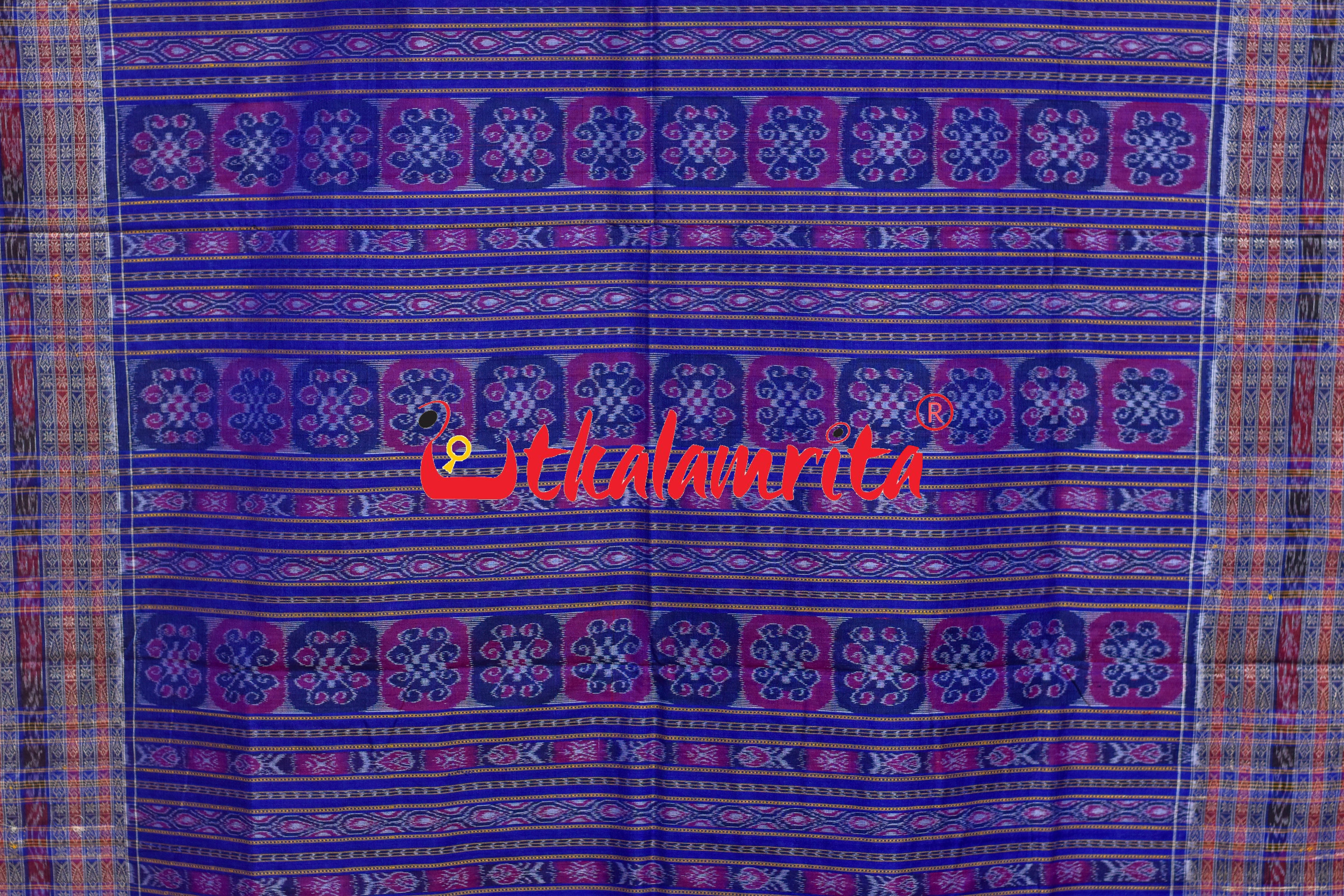 Black Rust Double Birds Sambalpuri Cotton Saree