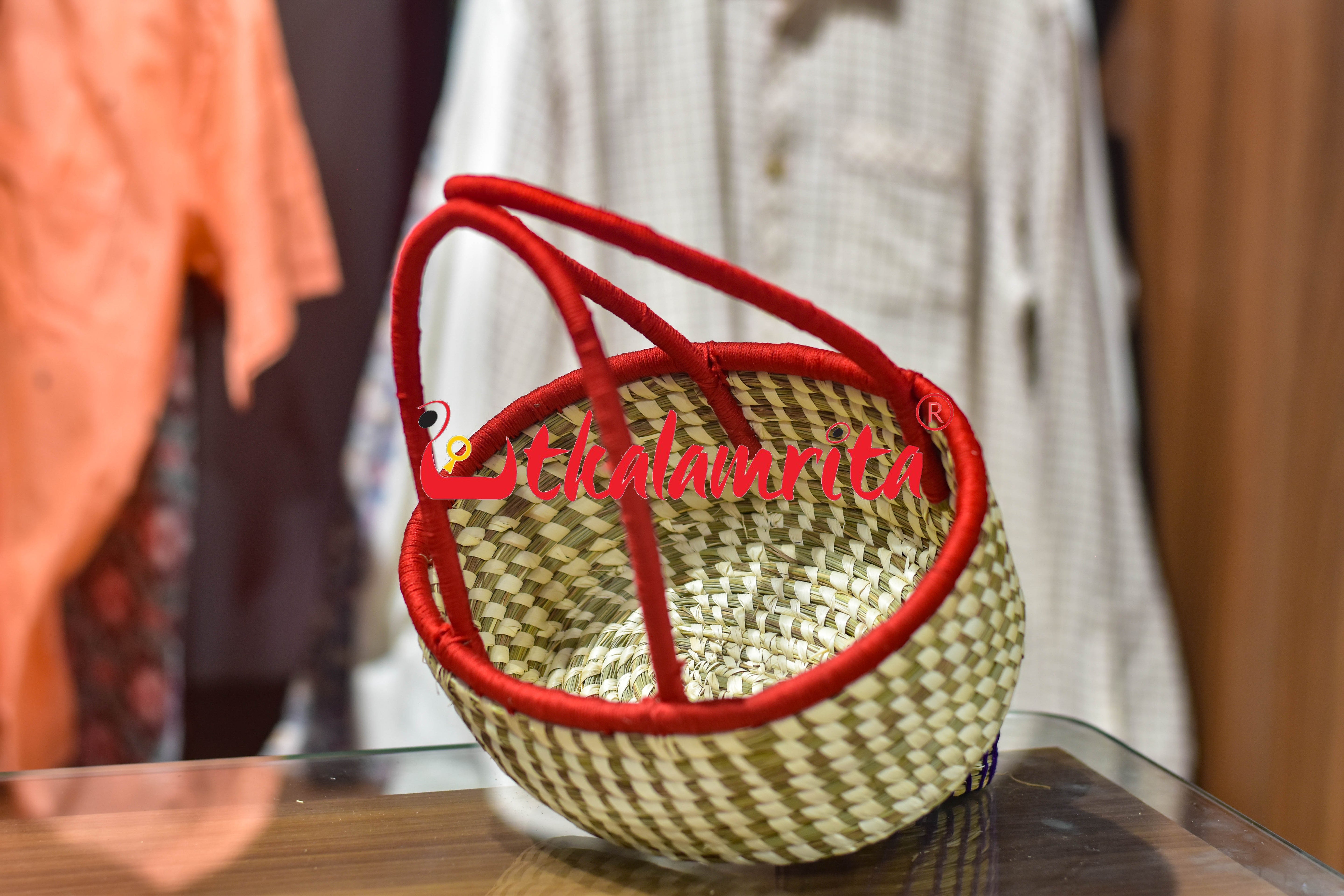 Sabai Grass Sparrow Basket- Red
