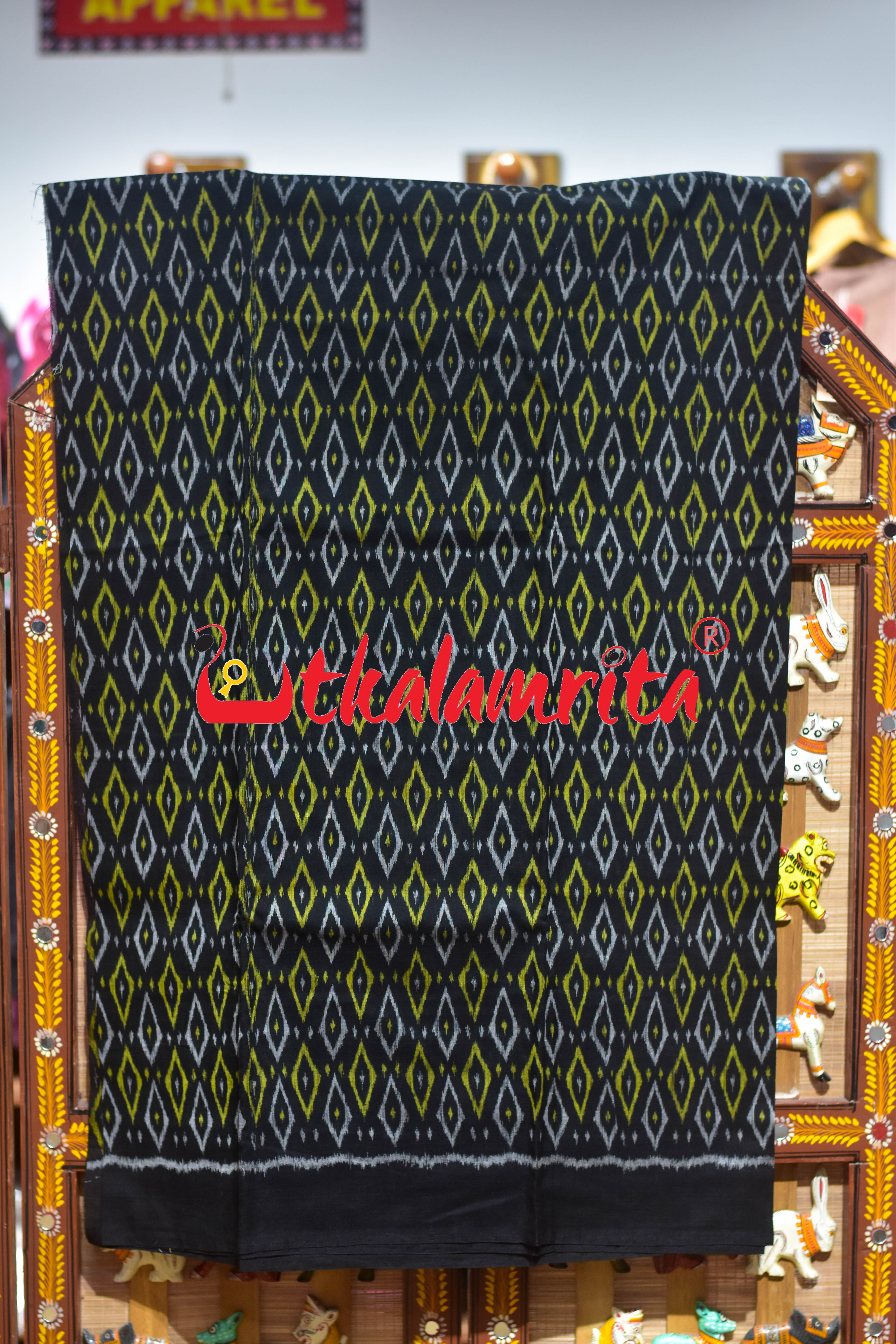 Black Yellow Thikiri Sambalpuri Cotton Dress Set