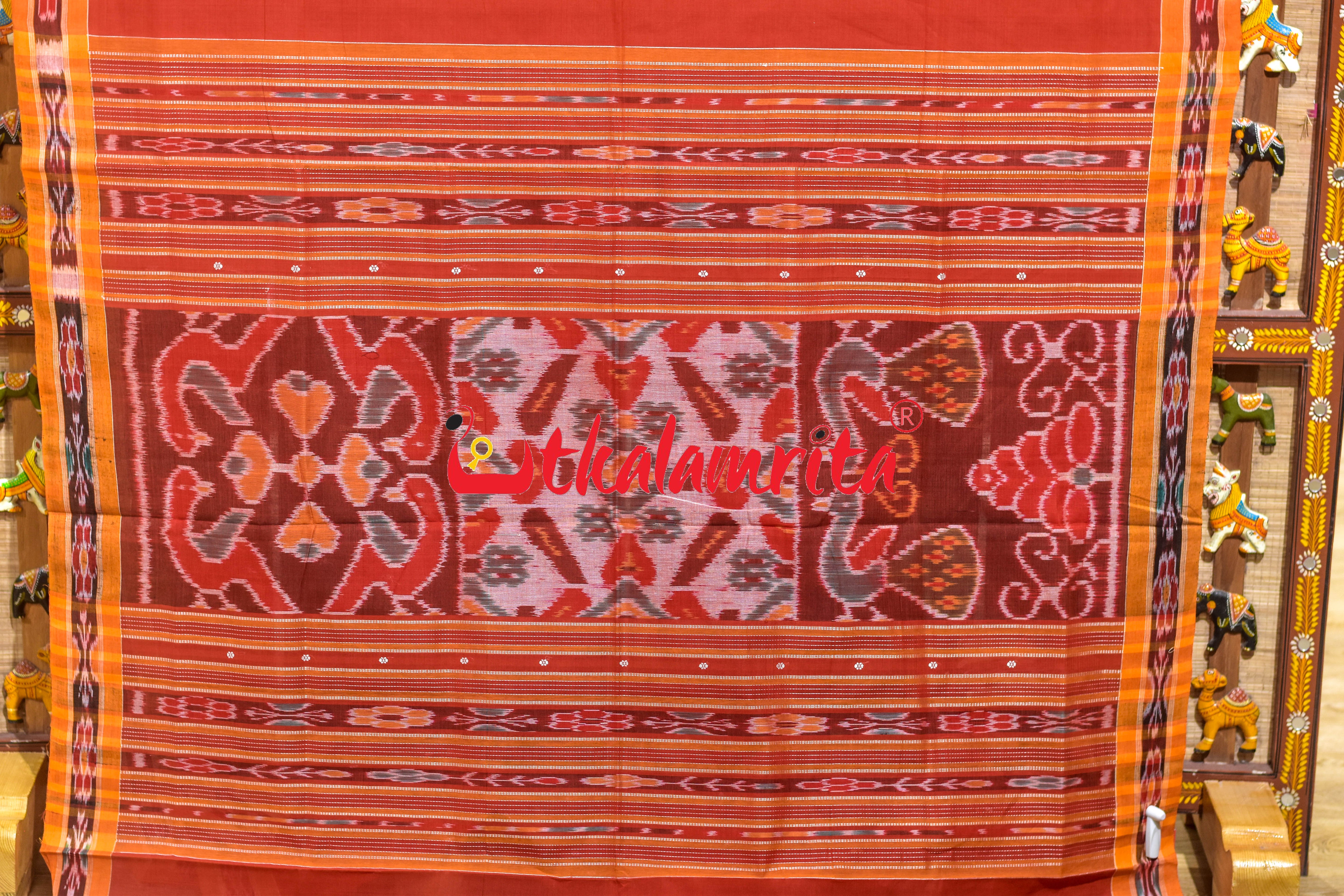 Rust Yellow Chadhei Pittala Single Cotton Saree