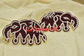 Maroon Elephants  (Pipli applique danglers)