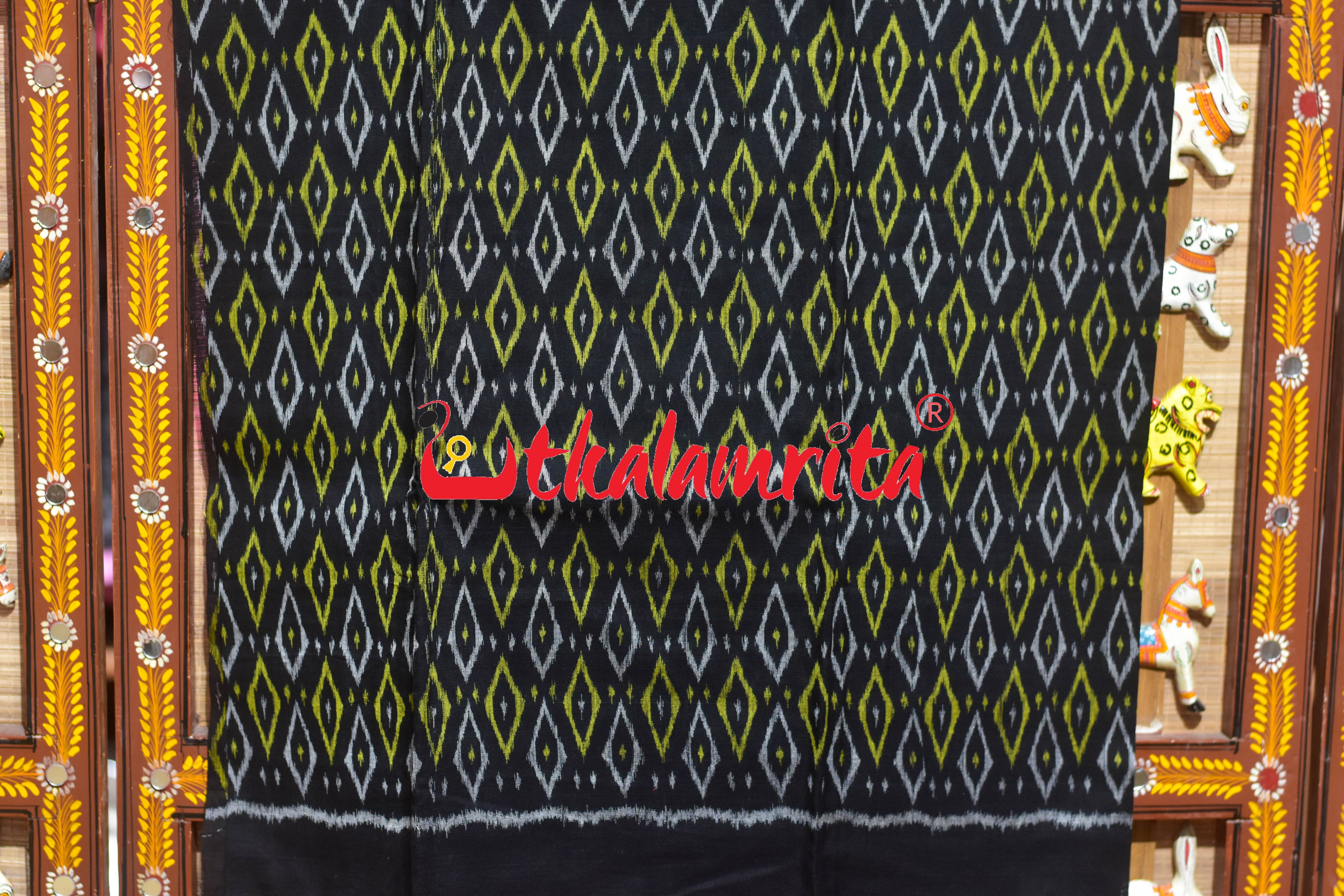 Black Yellow Thikiri Sambalpuri Cotton Dress Set