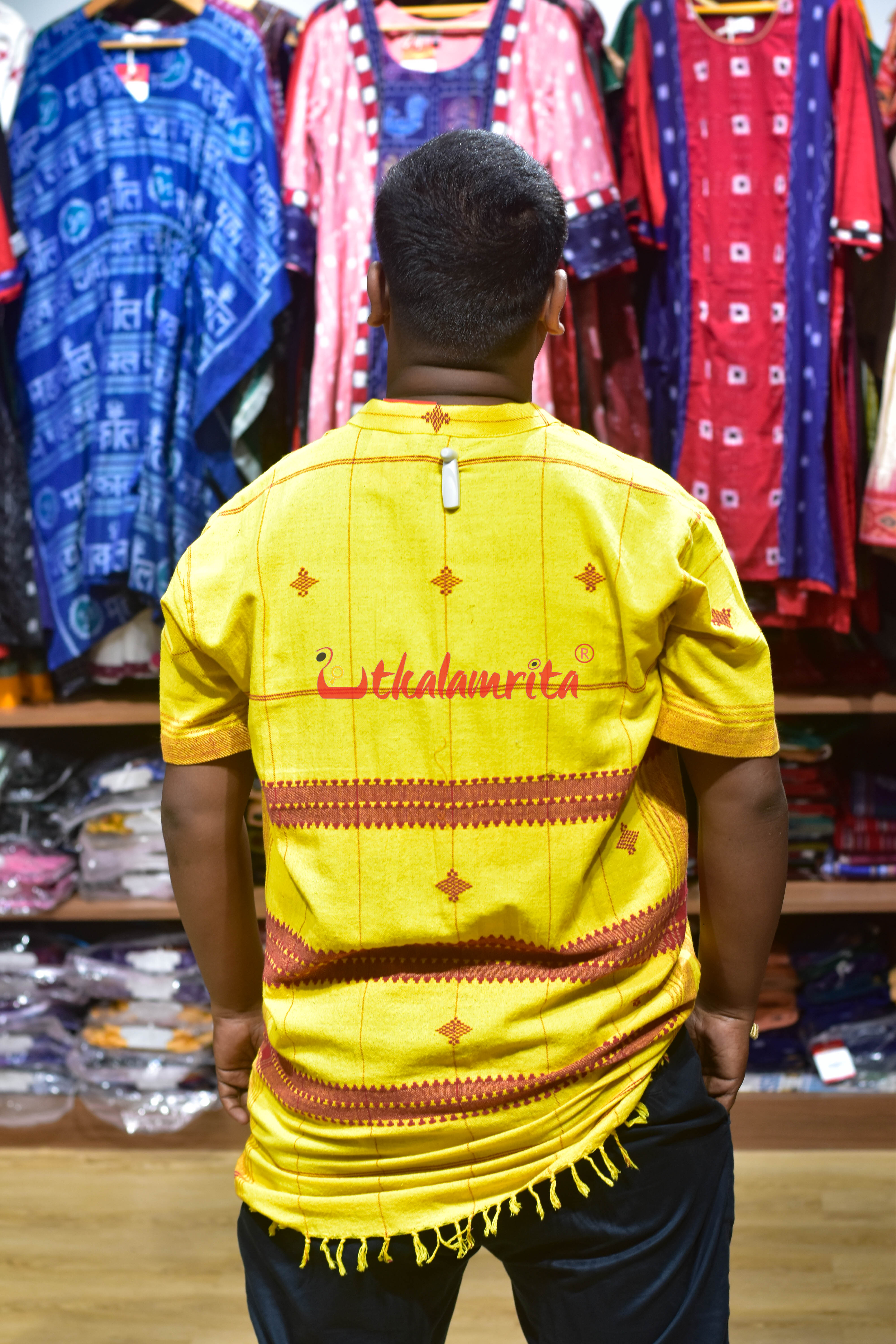 Yellow Red Kotpad (Men's Short Kurta)