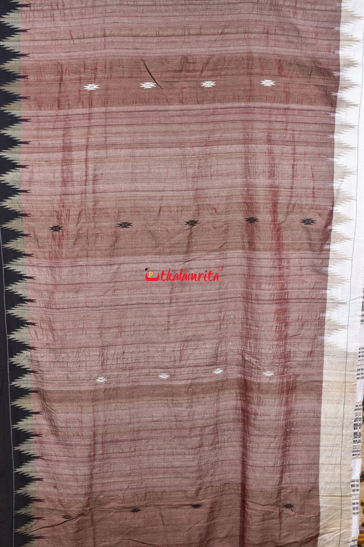 Old Rose Black White Border Tussar Kotpad Saree